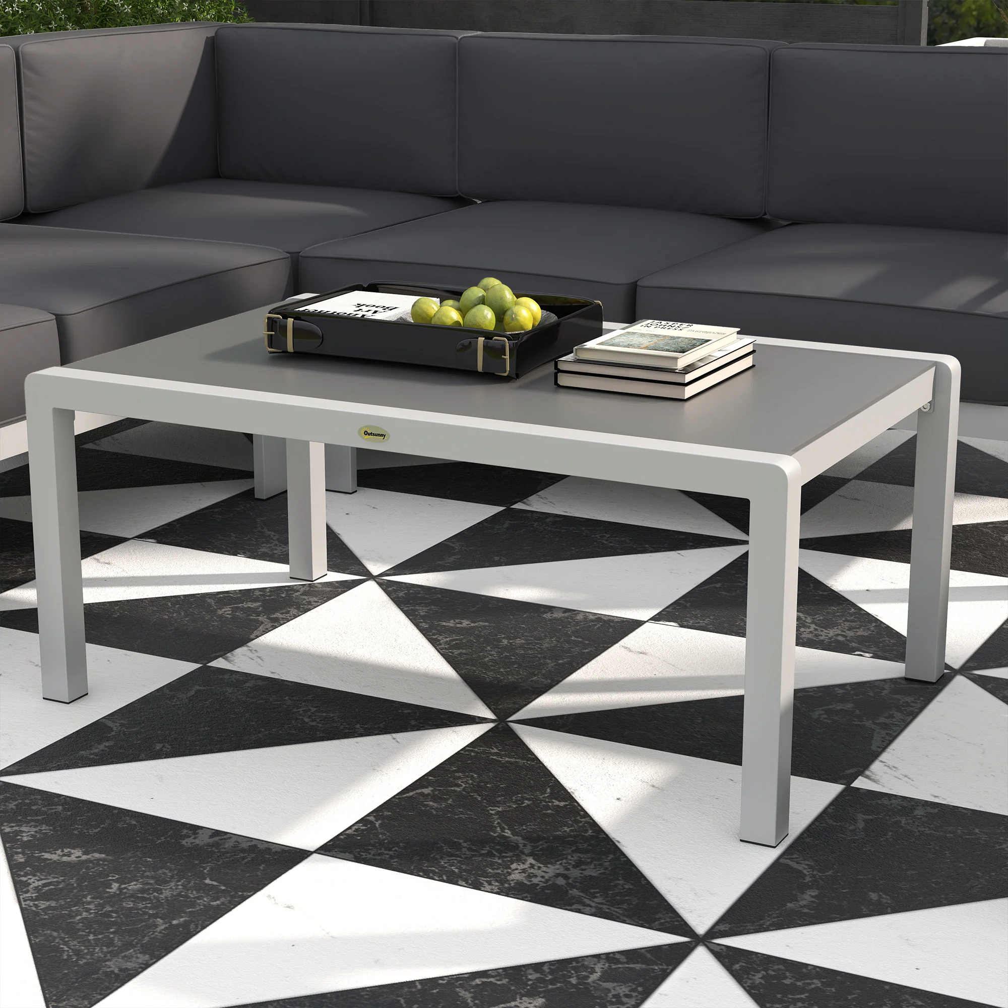 Outsunny 5 PCs Garden Sofa Set w/ Cushions, Aluminium Furniture Sets, Grey - Image 8