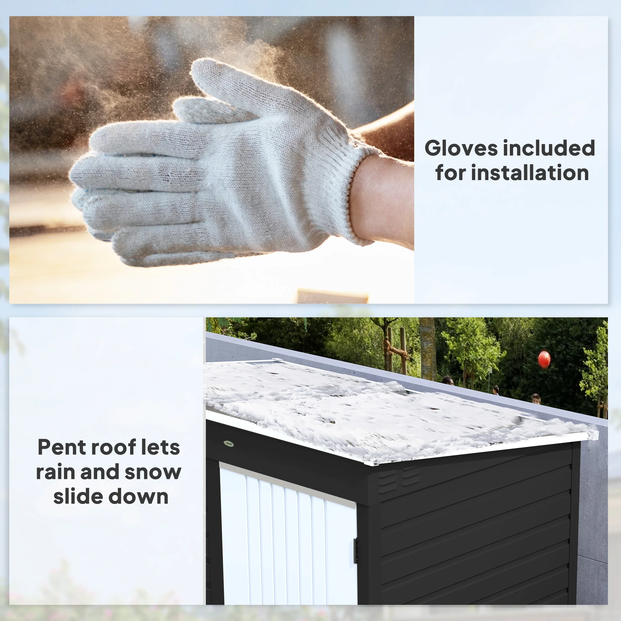 Outsunny 6 x 4ft Metal Garden Shed with Lockable Door and Gloves, Dark Grey - Image 6