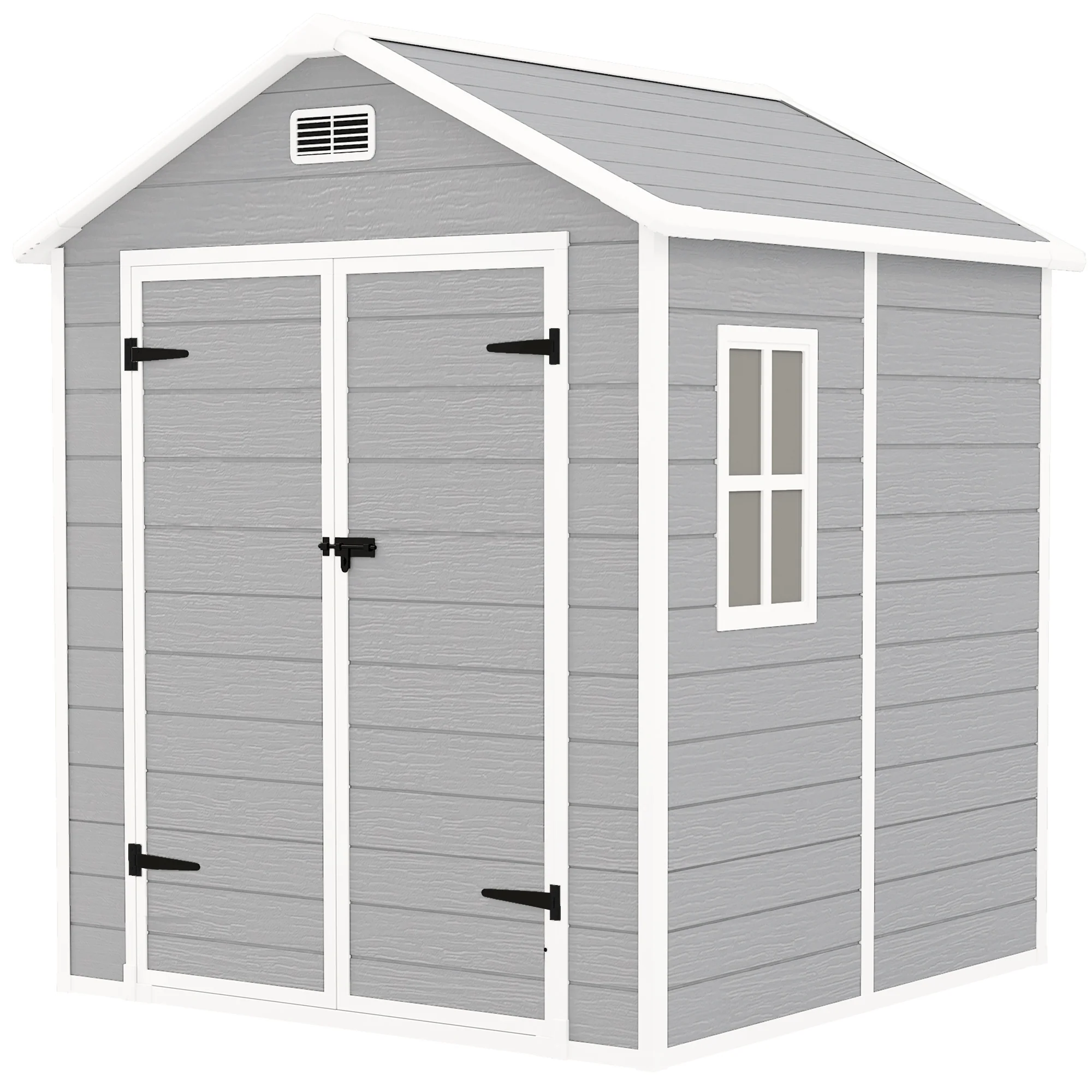 Outsunny 6 X 5ft Resin Garden Shed With Floor And Window, Grey - Image 10