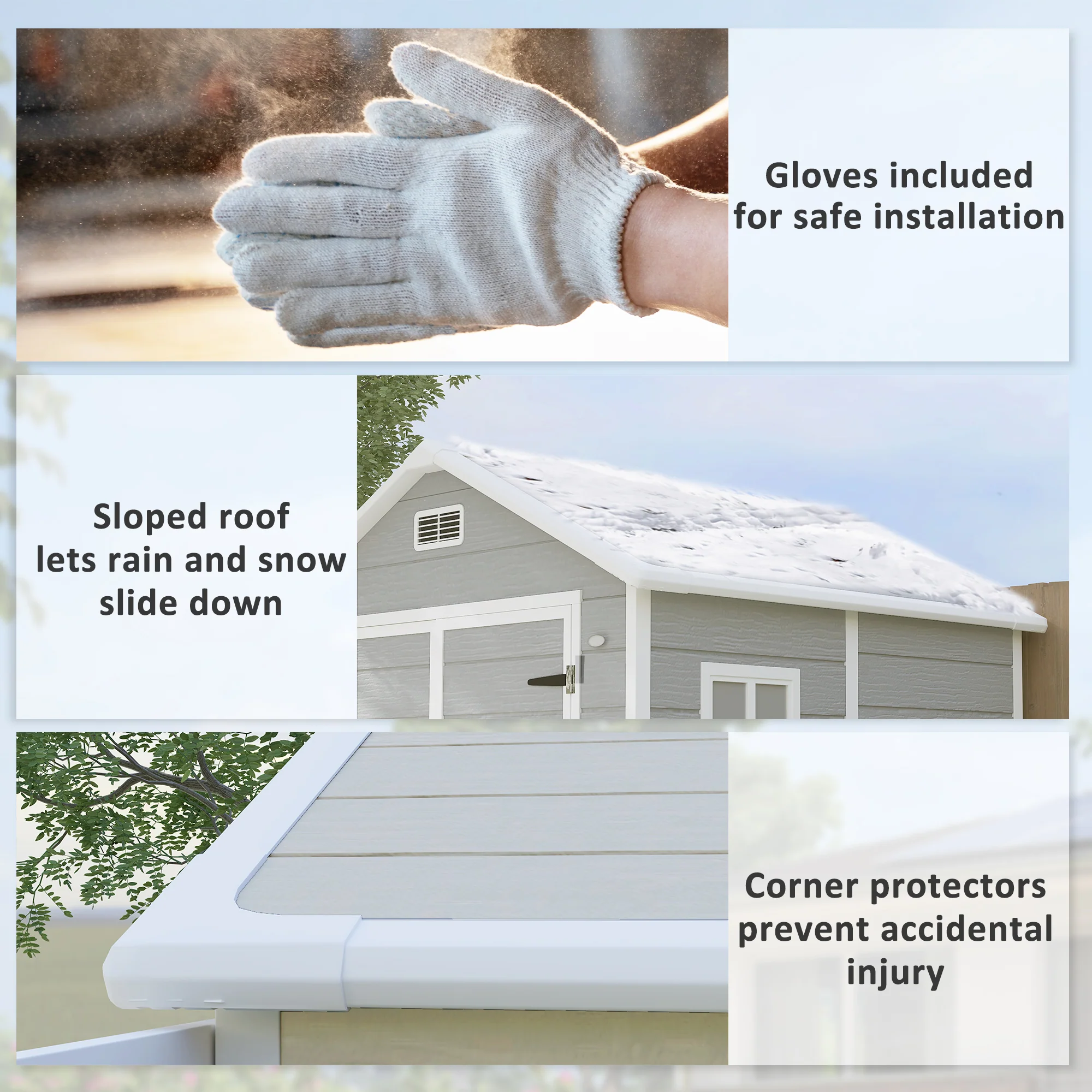 Outsunny 6 X 5ft Resin Garden Shed With Floor And Window, Grey - Image 17