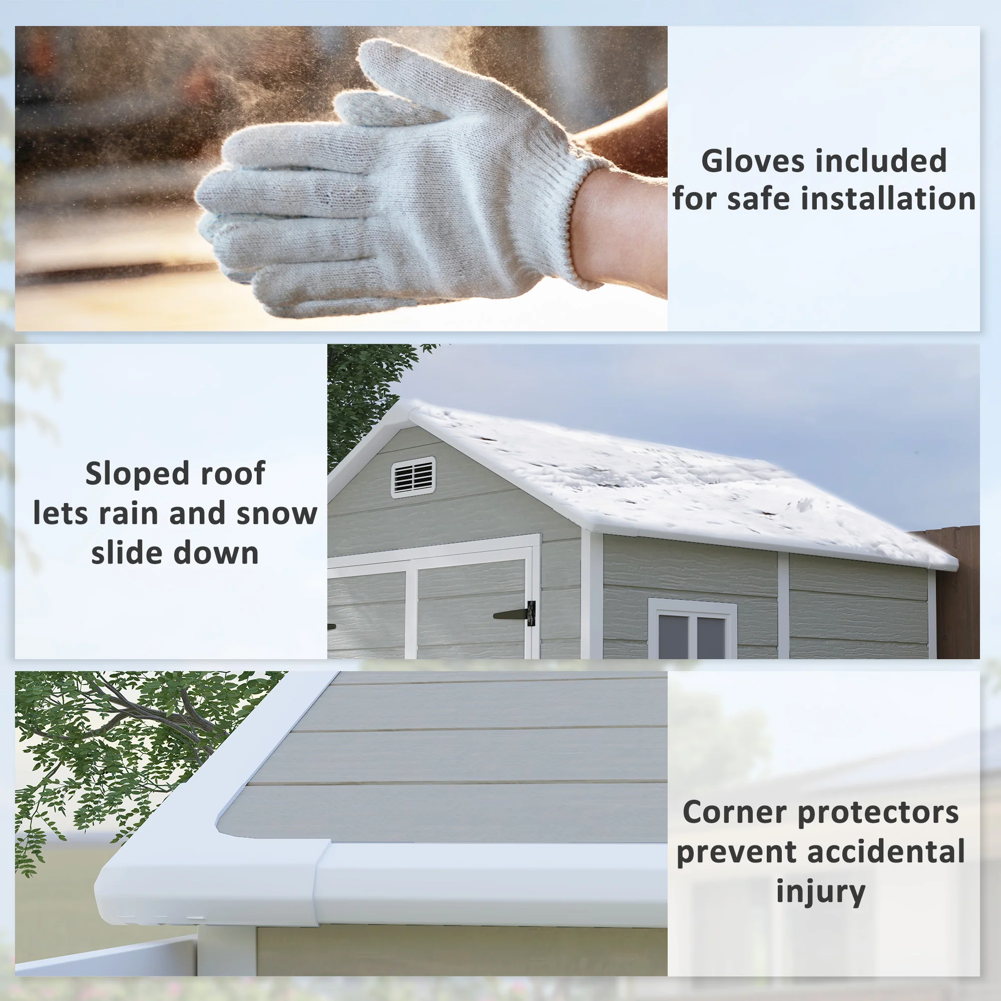 Outsunny 6 X 5ft Resin Garden Shed With Floor And Window, Grey - Image 8