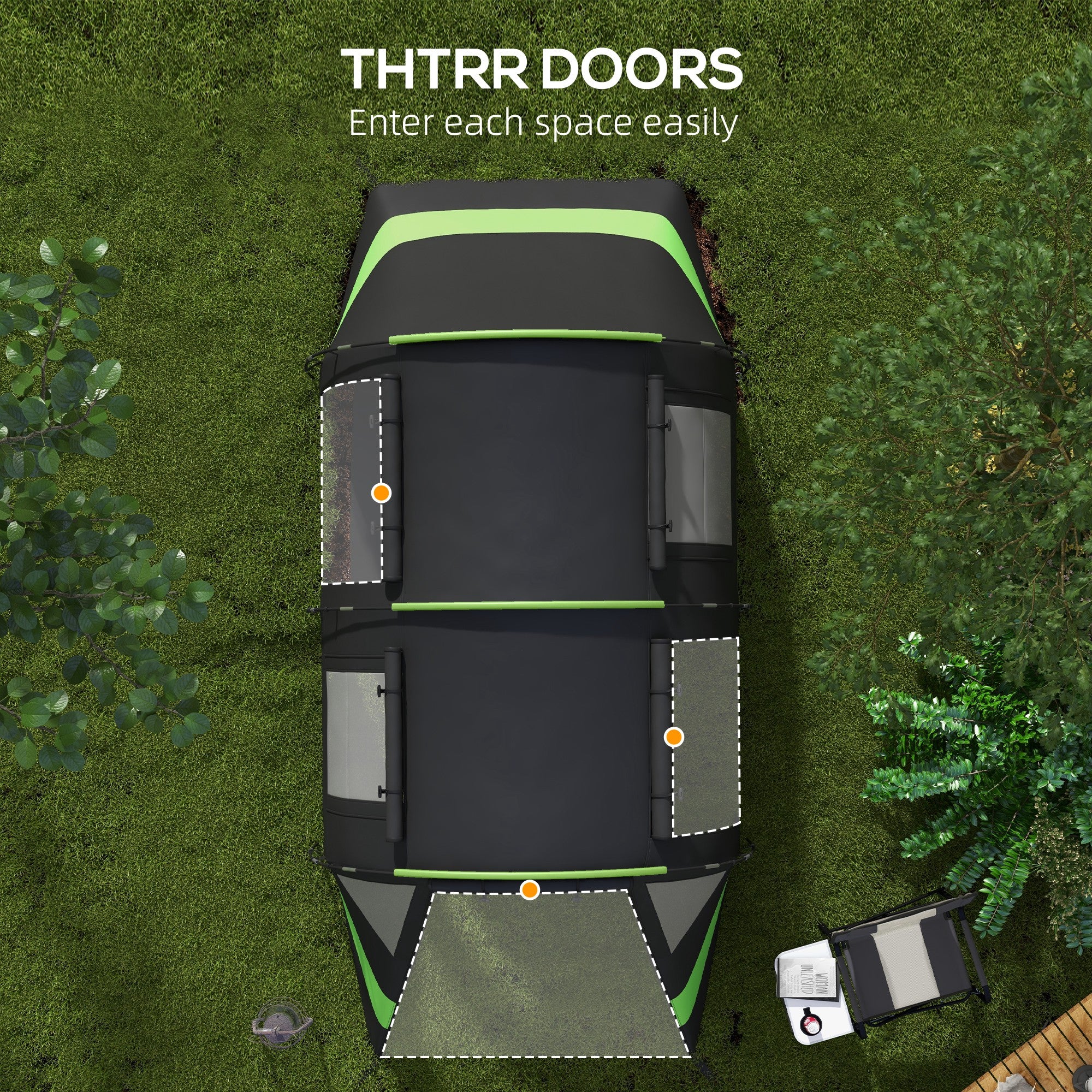 Outsunny Blackout Camping Tent with Bedroom & Living Room for 4-5 Person, Black - Image 6