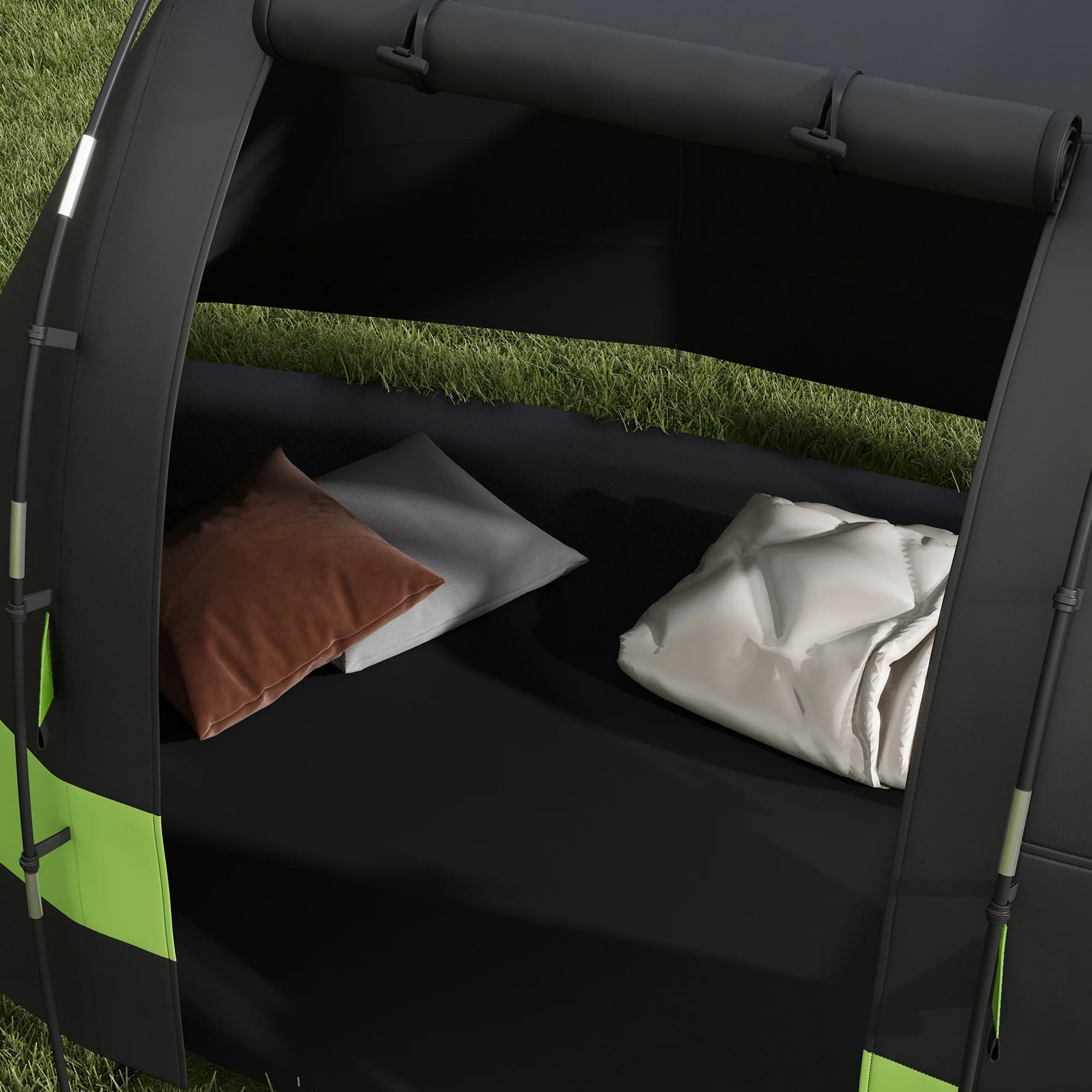 Outsunny Blackout Camping Tent with Bedroom & Living Room for 4-5 Person, Black - Image 9