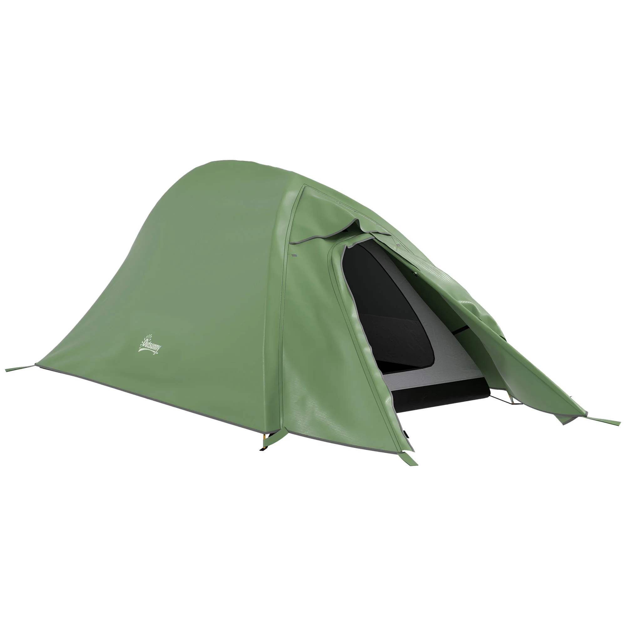 Outsunny Double Layer Camping Tent For 1-2 Man, 2000mm Waterproof - Orange/Green - Image 10