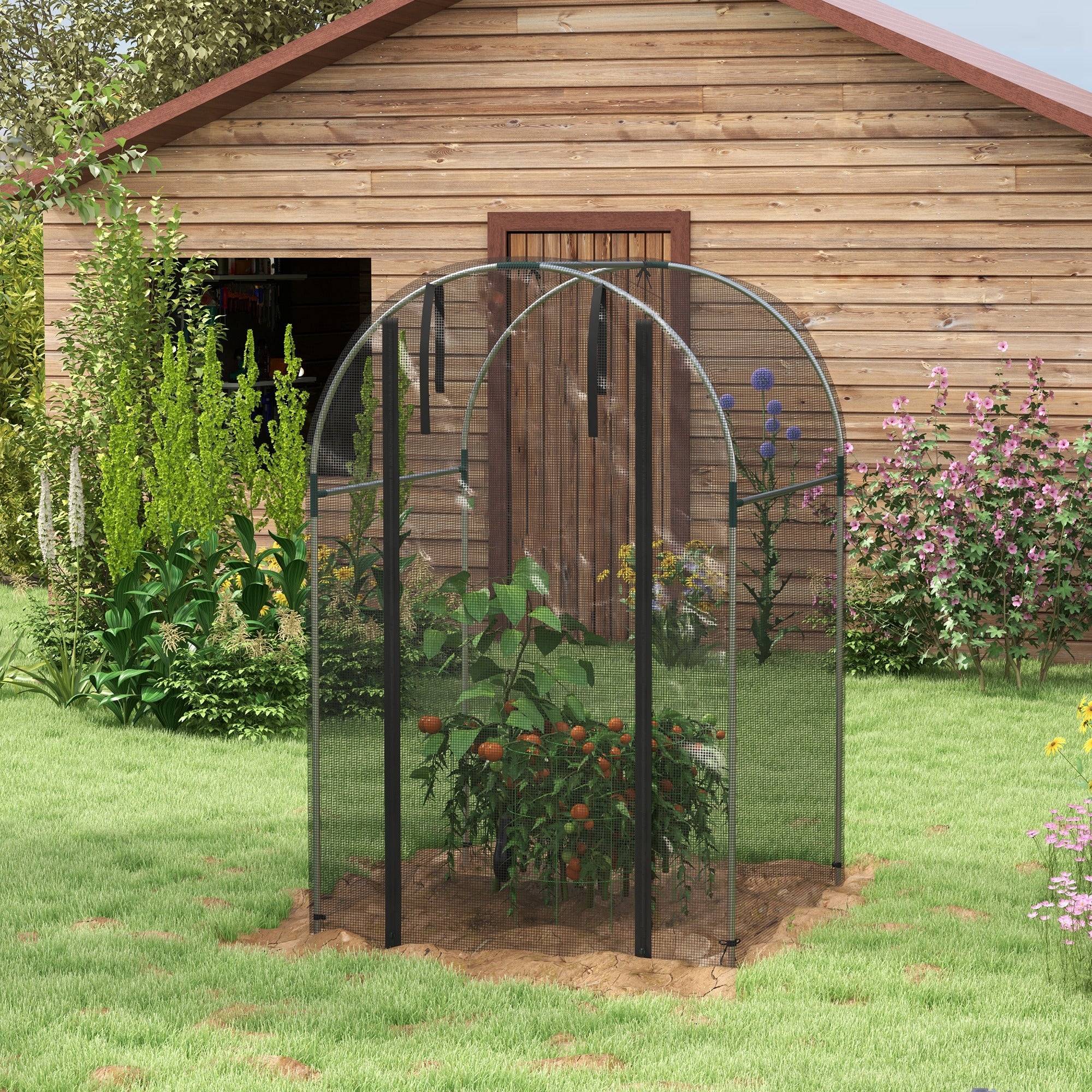 Outsunny Fruit Cage, Plant Protection Tent, Black - Image 17