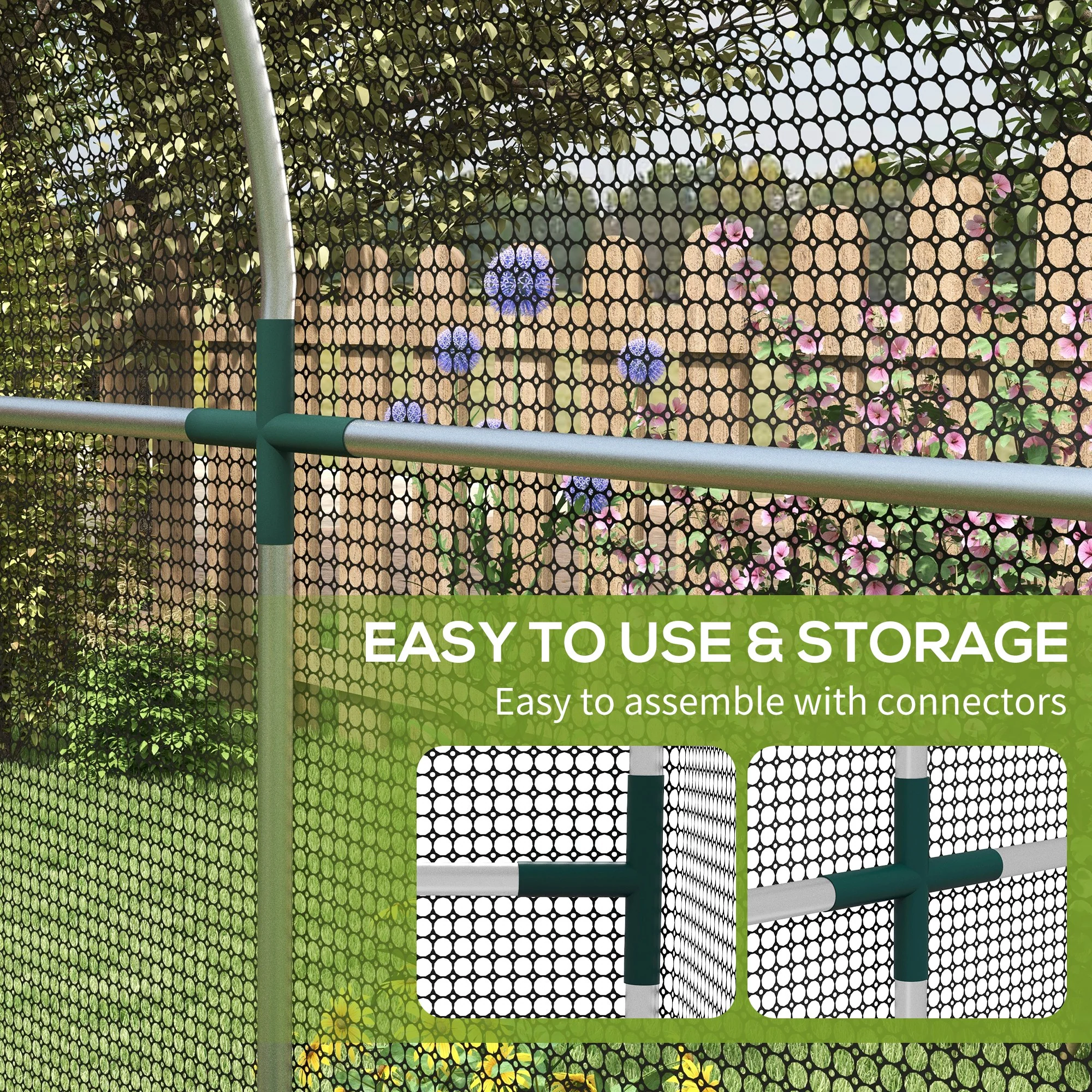 Outsunny Fruit Cage, Plant Protection Tent, Black - Image 4