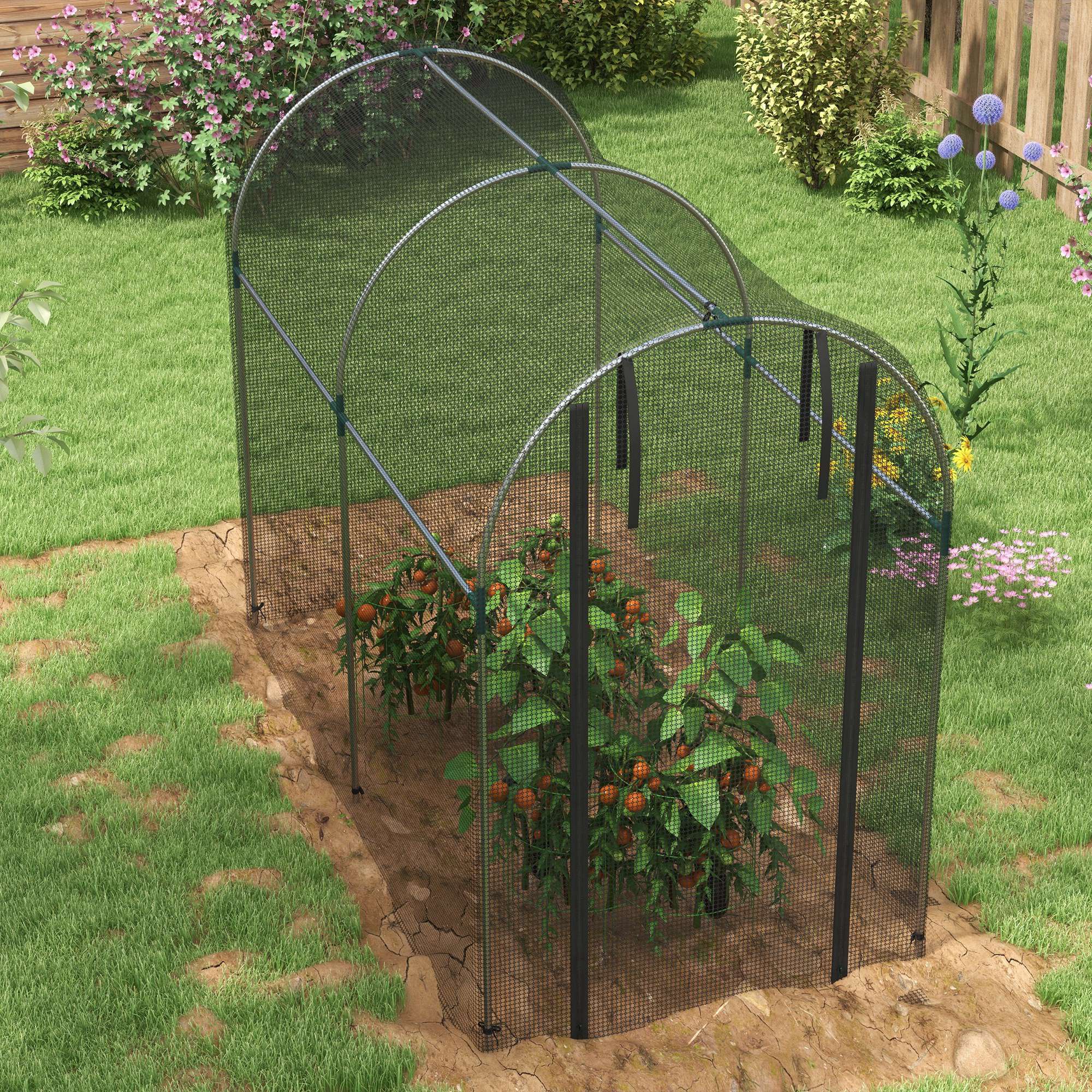 Outsunny Fruit Cage, Plant Protection Tent, Black - Image 8