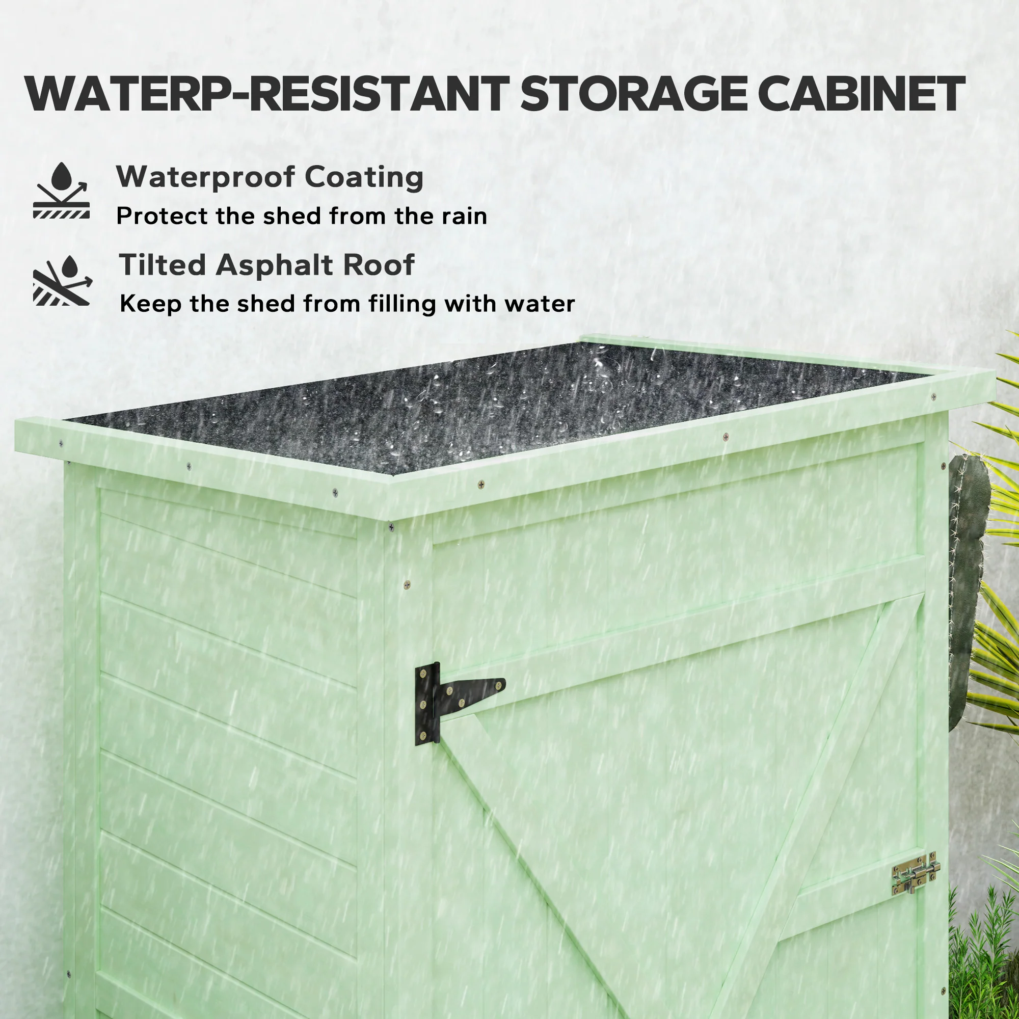 Outsunny Garden Shed Outdoor Tool Storage w/ 2 Shelves 75 x 56 x115cm Green - Image 4