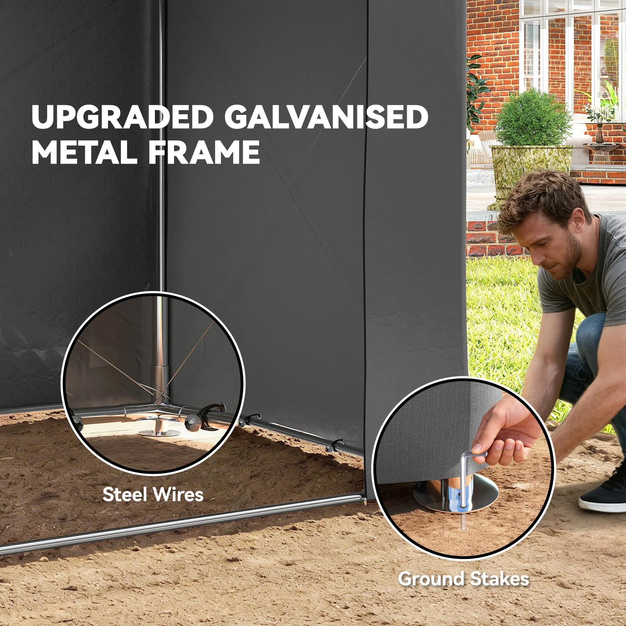 Outsunny Garden Storage Shed Tent Bike Tent, Dark Grey - Image 12