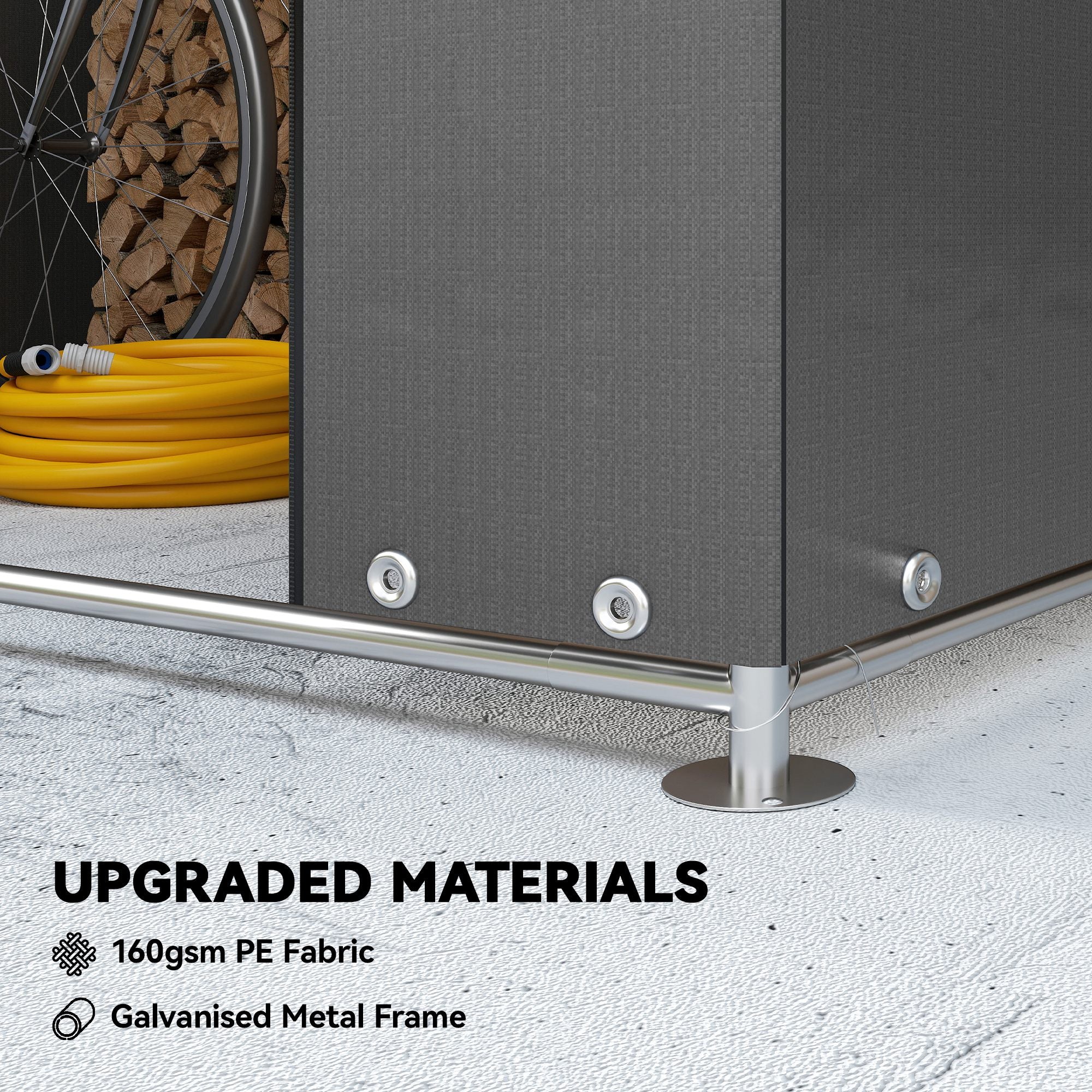 Outsunny Garden Storage Shed Tent Bike Tent, Dark Grey - Image 3