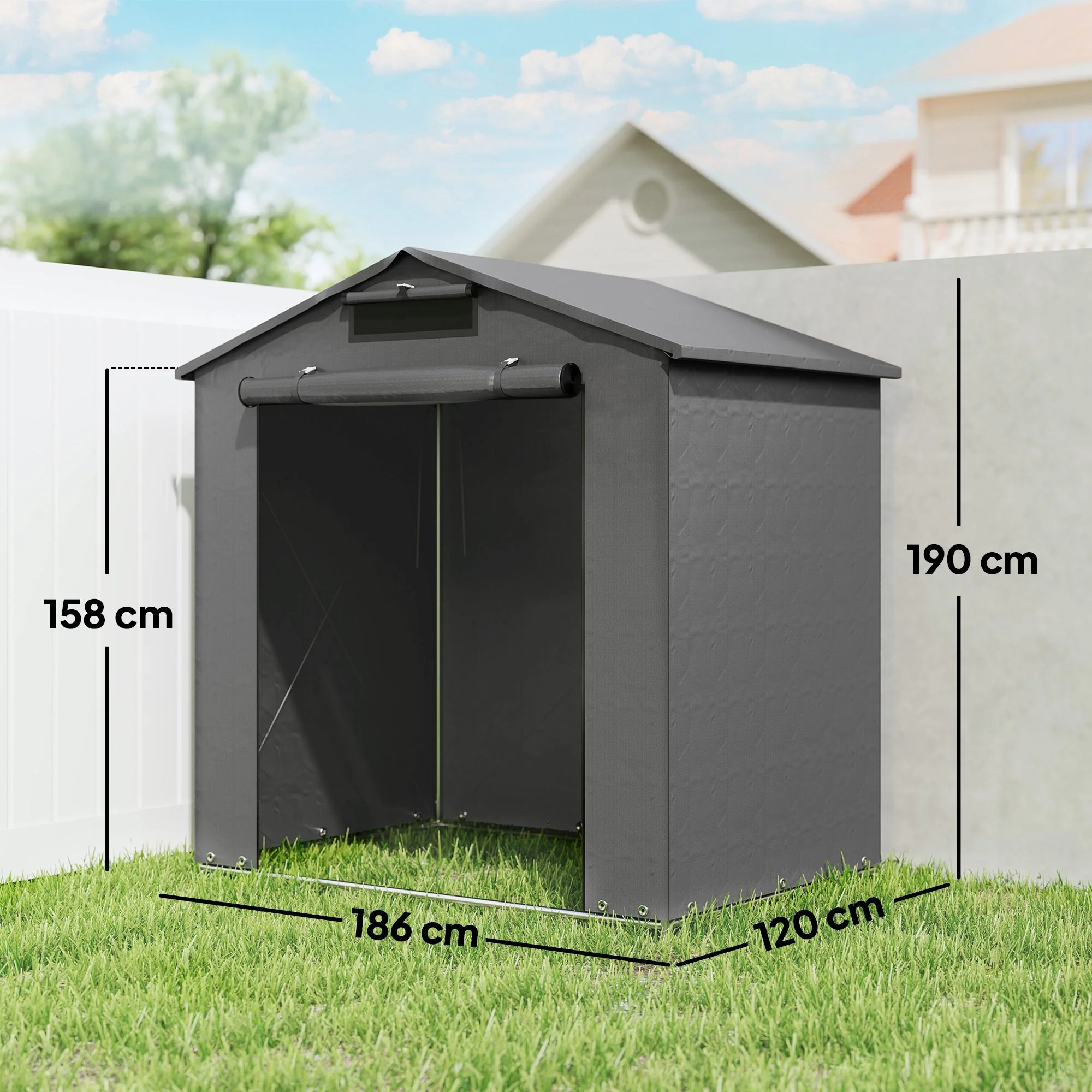 Outsunny Garden Storage Shed Tent Bike Tent, Dark Grey - Image 5
