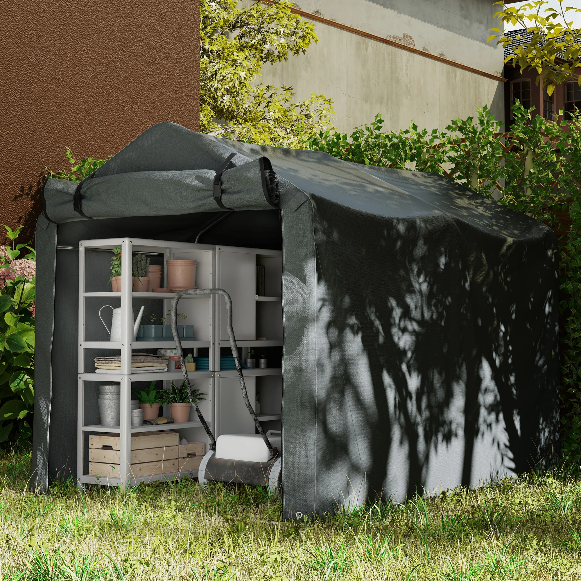 Outsunny Garden Tool Storage Shed with Roll-up Zipper Door - Image 16