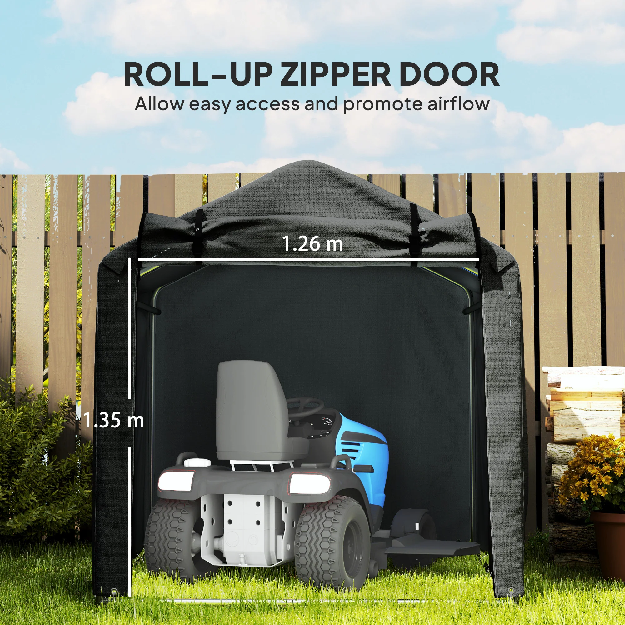 Outsunny Garden Tool Storage Shed with Roll-up Zipper Door - Image 6