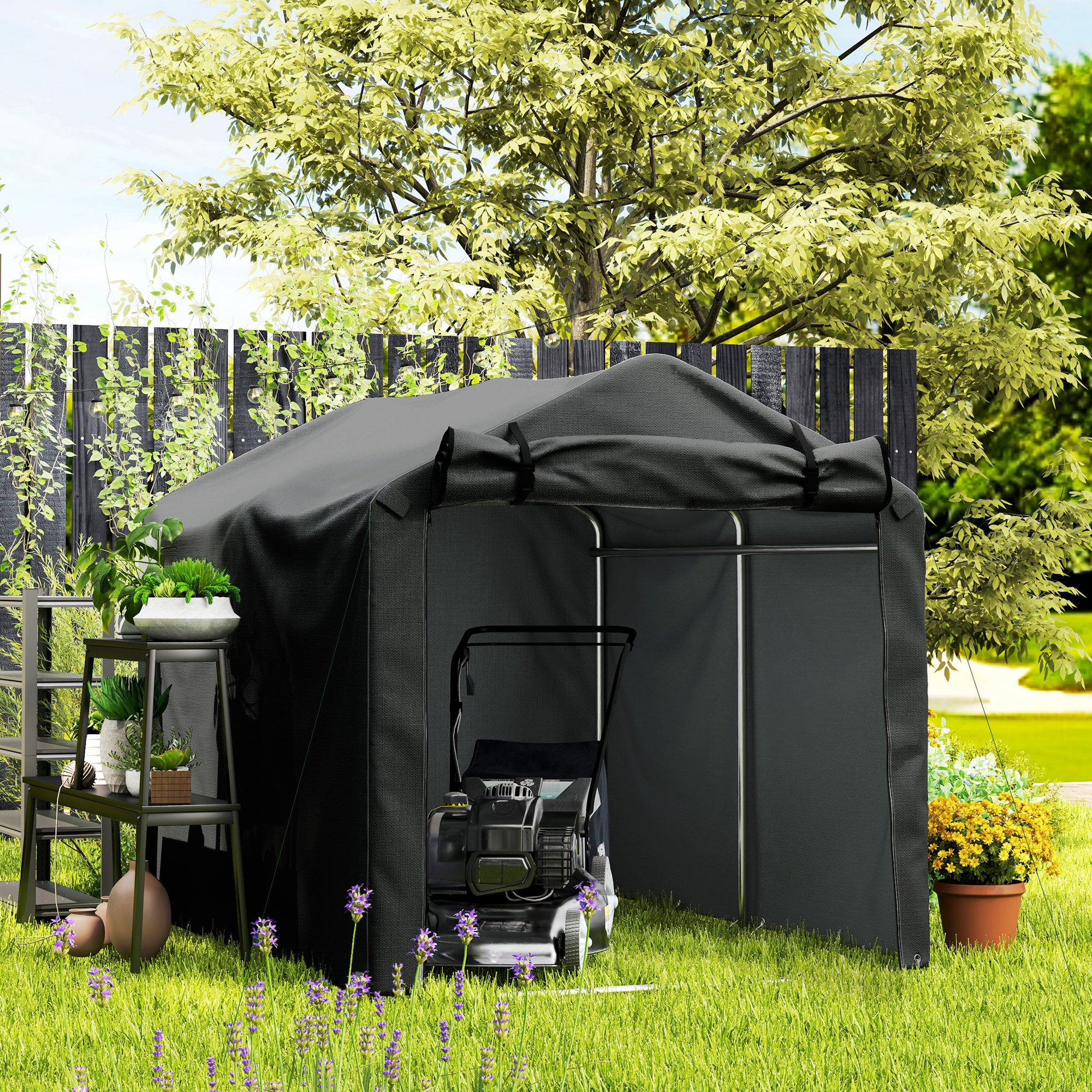 Outsunny Garden Tool Storage Shed with Roll-up Zipper Door - Image 9