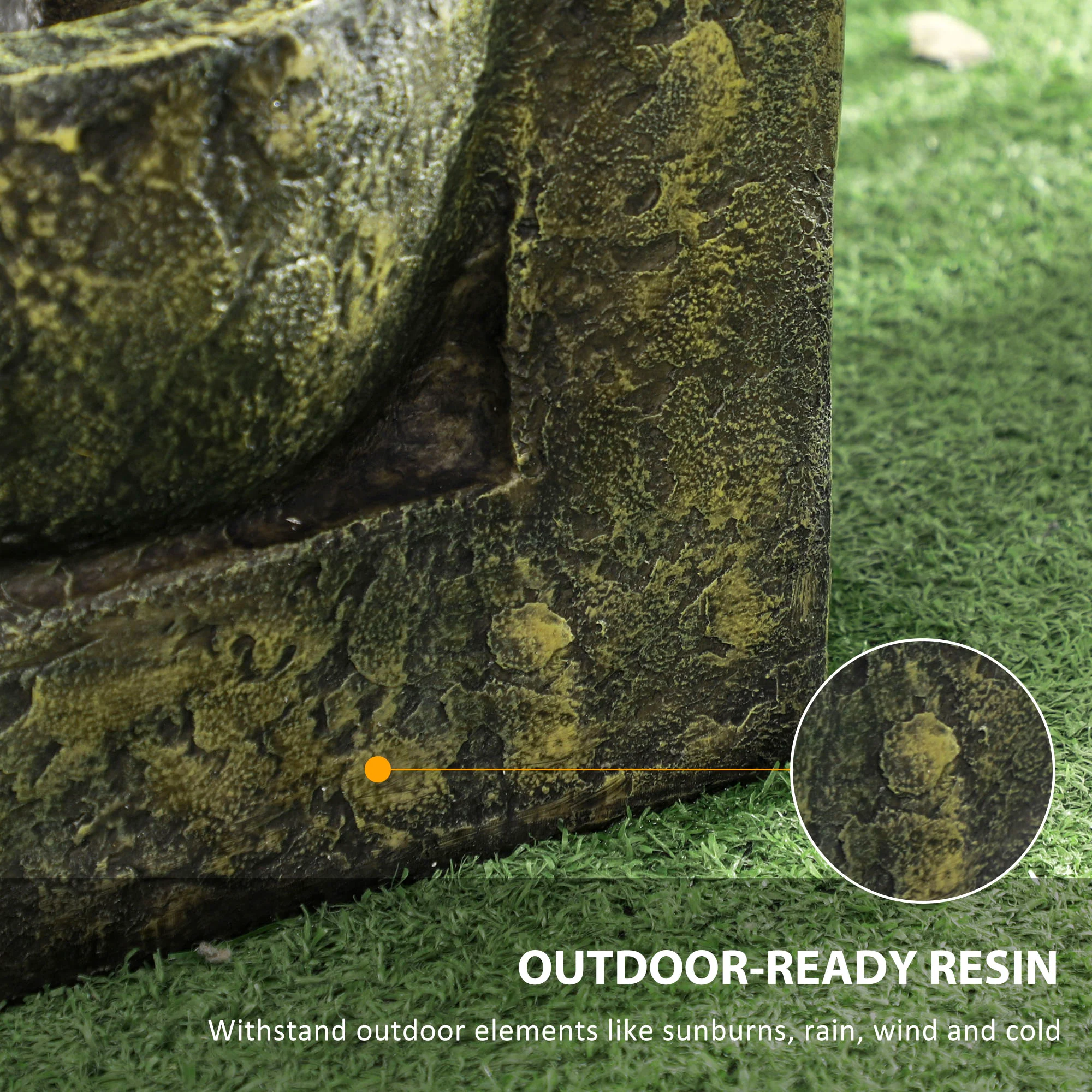 Outsunny Garden Water Feature with Adjustable Flow, 4-Tier Stone Look Bowls - Image 6