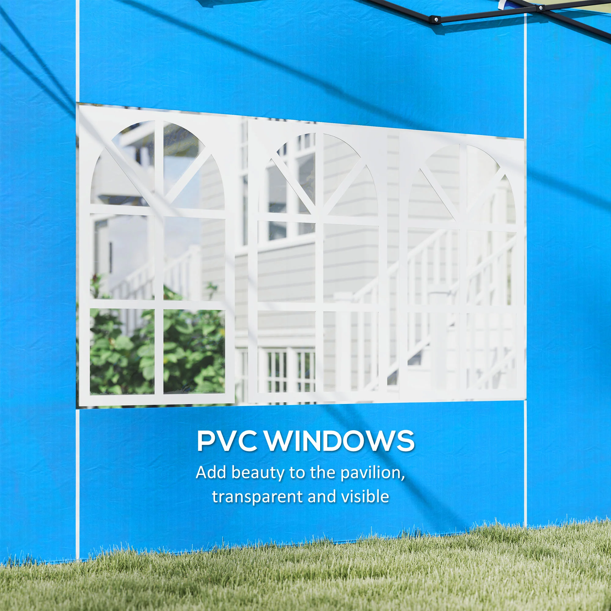 Outsunny Gazebo Side Panels For 3x3(m) Or 3x6m Gazebo Canopy, 2 Pack, Blue - Image 6