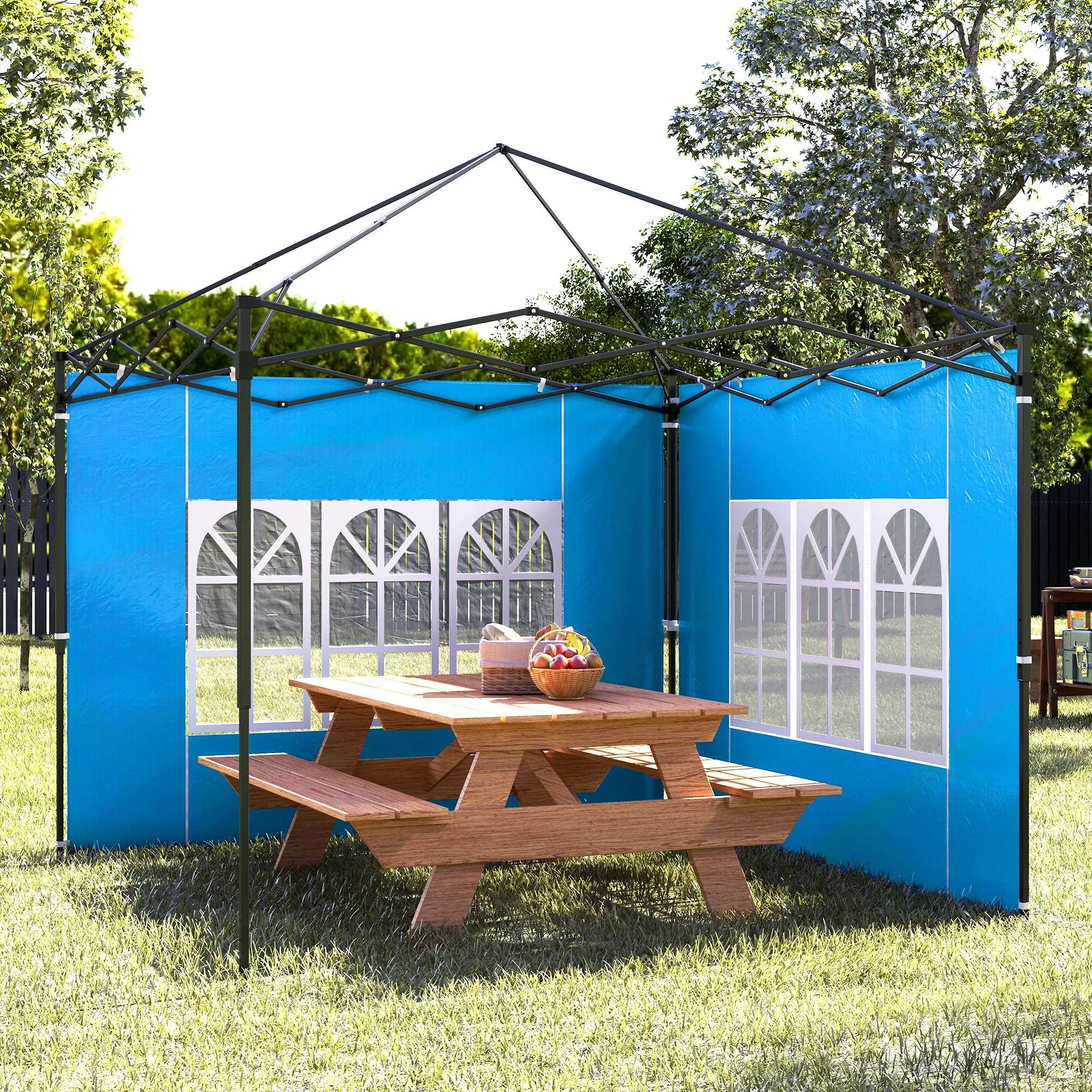 Outsunny Gazebo Side Panels For 3x3(m) Or 3x6m Gazebo Canopy, 2 Pack, Blue - Image 8