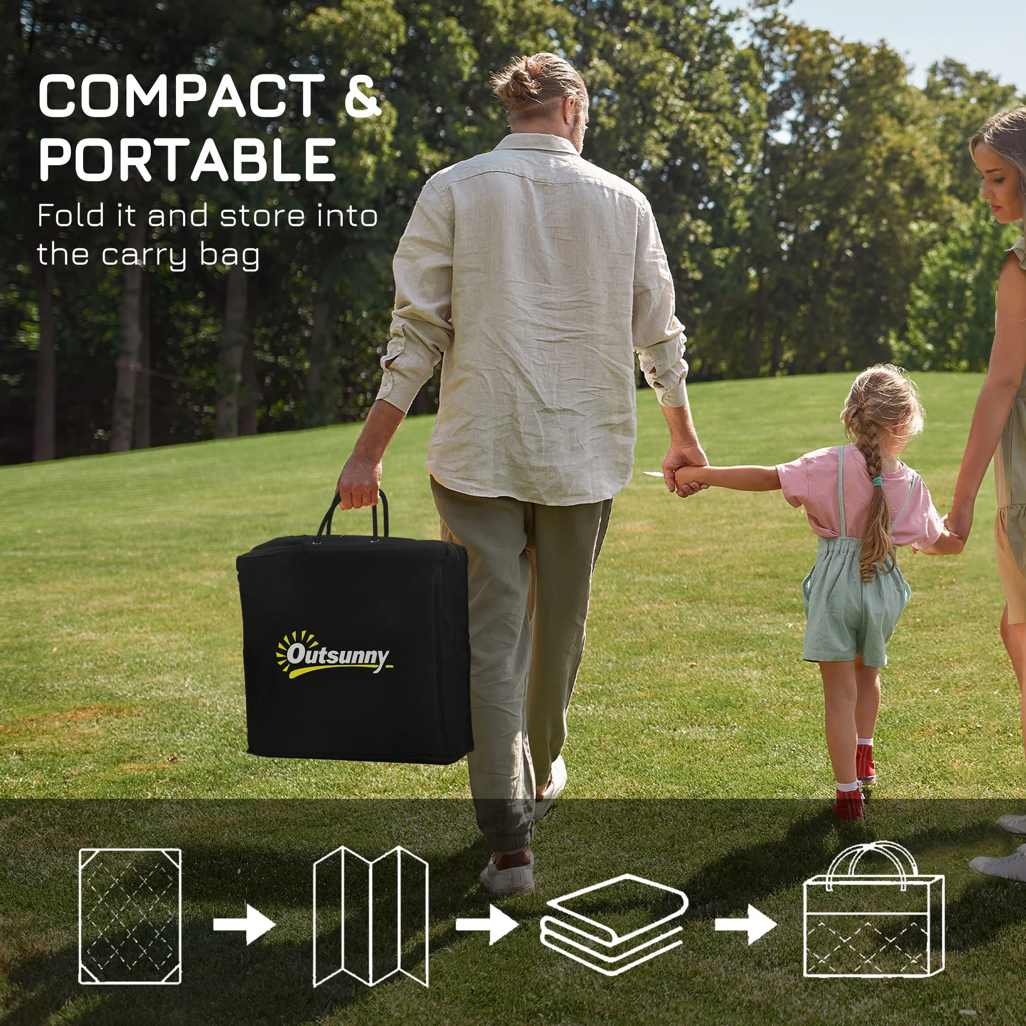 Outsunny Reversible Waterproof Outdoor Rug W/ Carry Bag, 182 x 274cm, Grey - Image 3