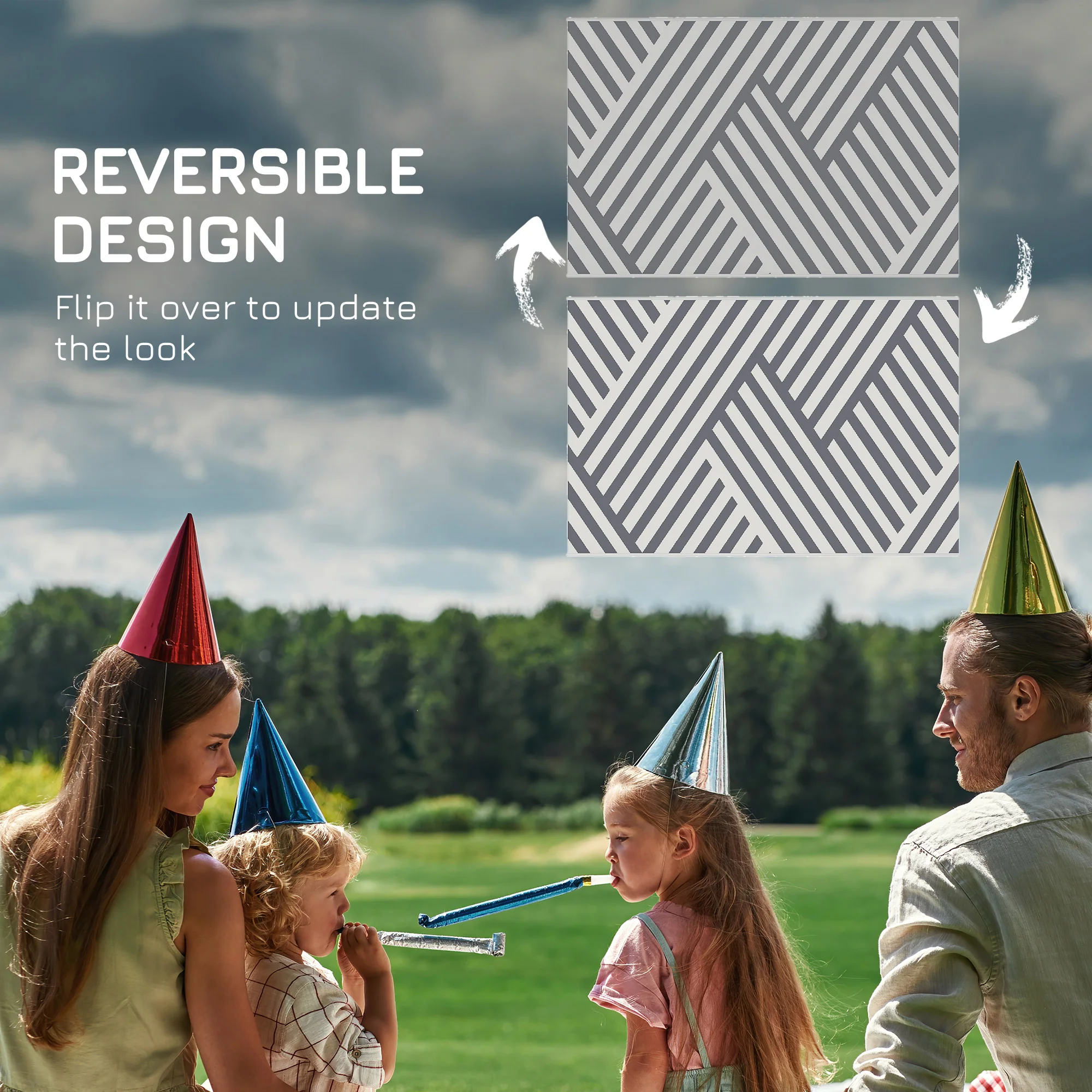 Outsunny Reversible Waterproof Outdoor Rug W/ Carry Bag, 182 x 274cm, Grey - Image 7