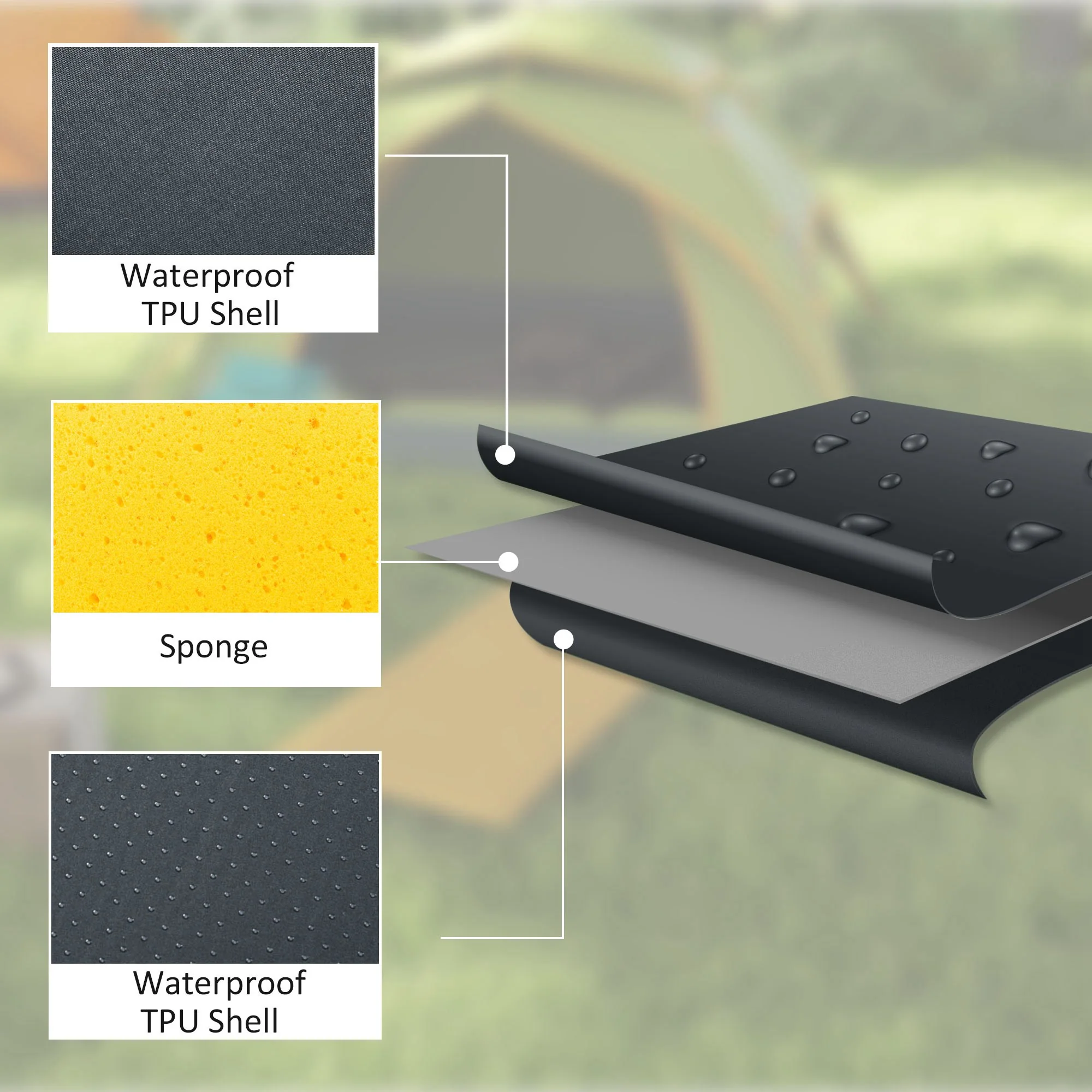 Outsunny Self-Inflating Single Sleeping Pad Air Bed With Carry Bag - Grey/Khaki - Image 13