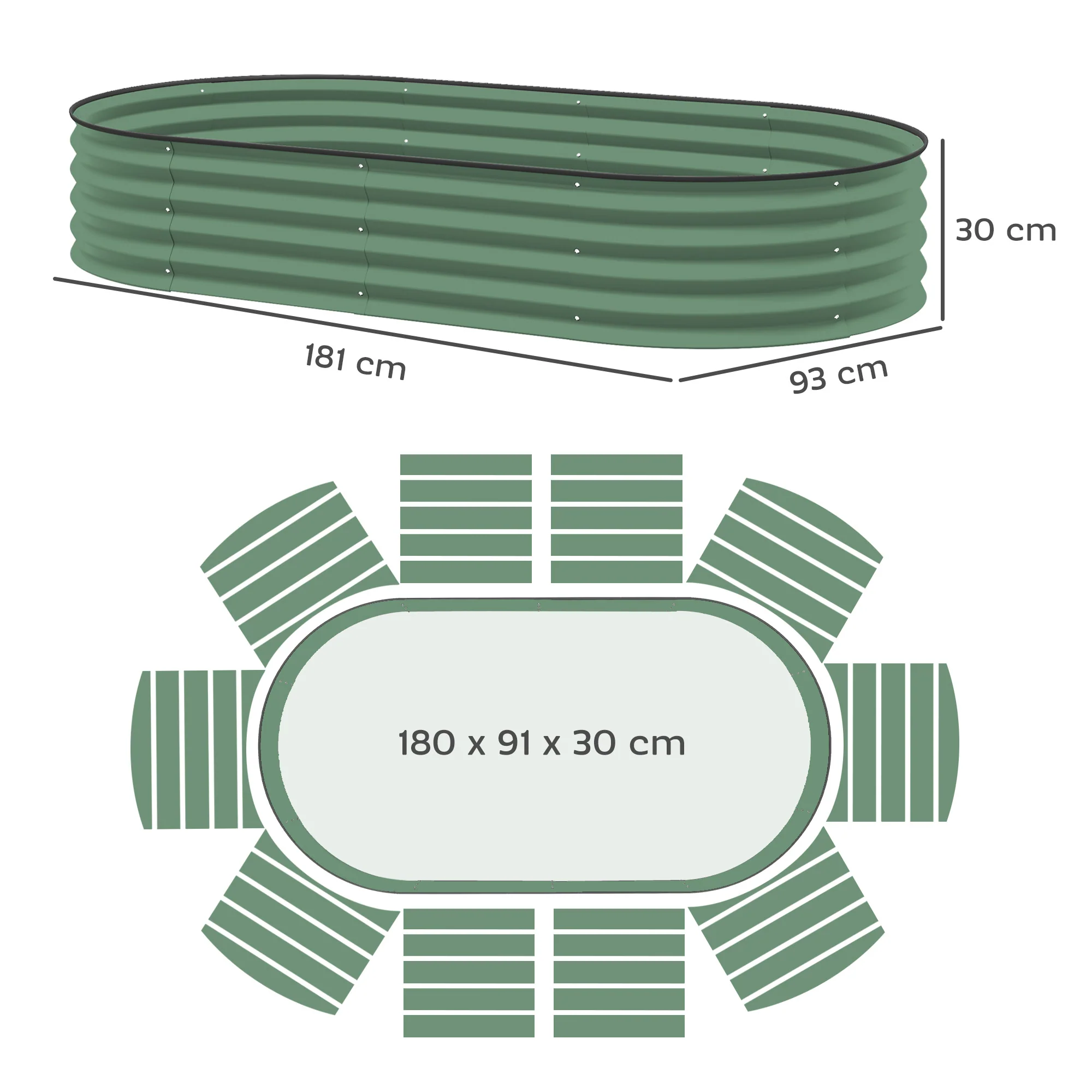 Outsunny Set of 2 Raised Beds for Garden with Metal Plant Stakes, Green - Image 5