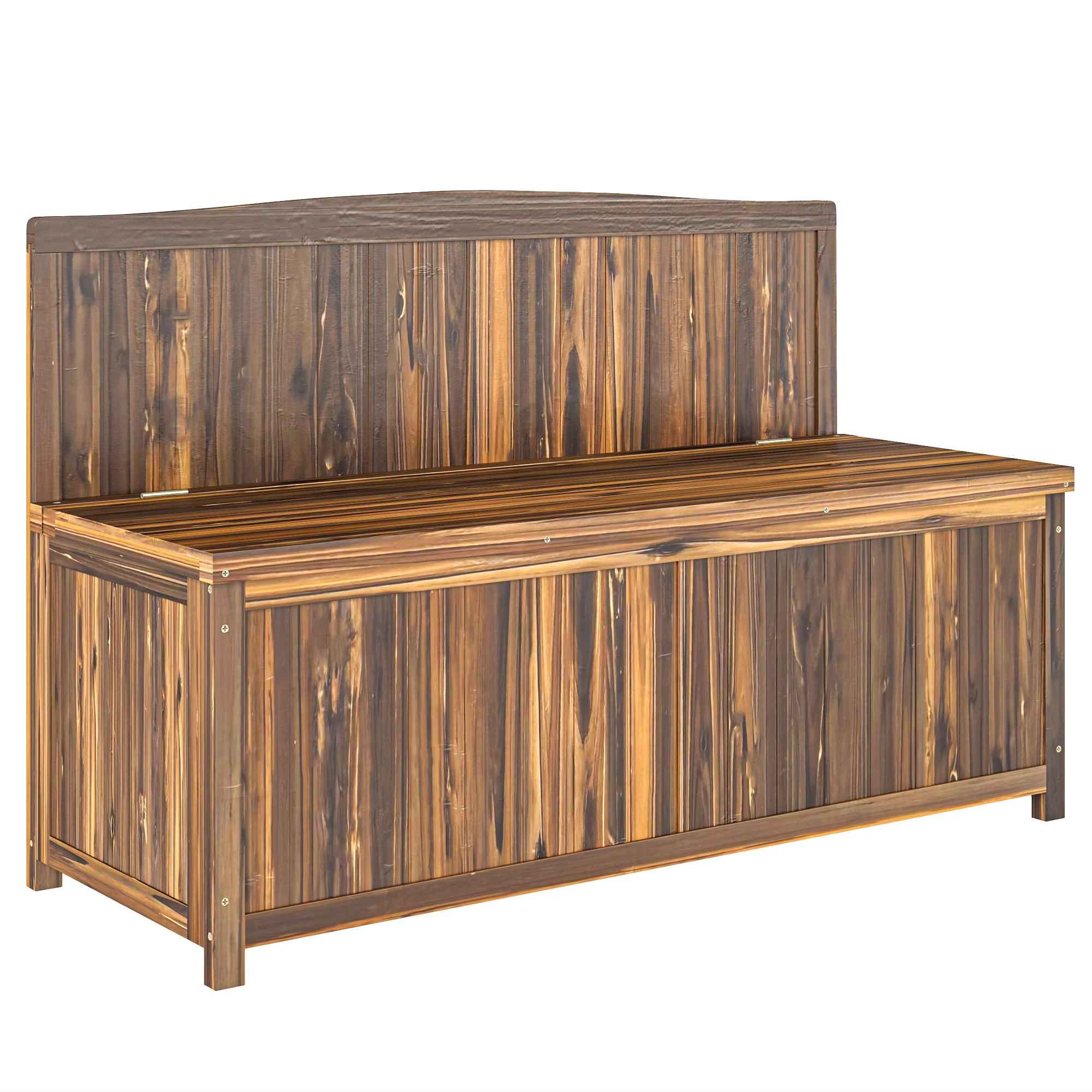 Outsunny Wood Storage Bench for Patio, Outdoor Garden Seating, Brown - Image 10