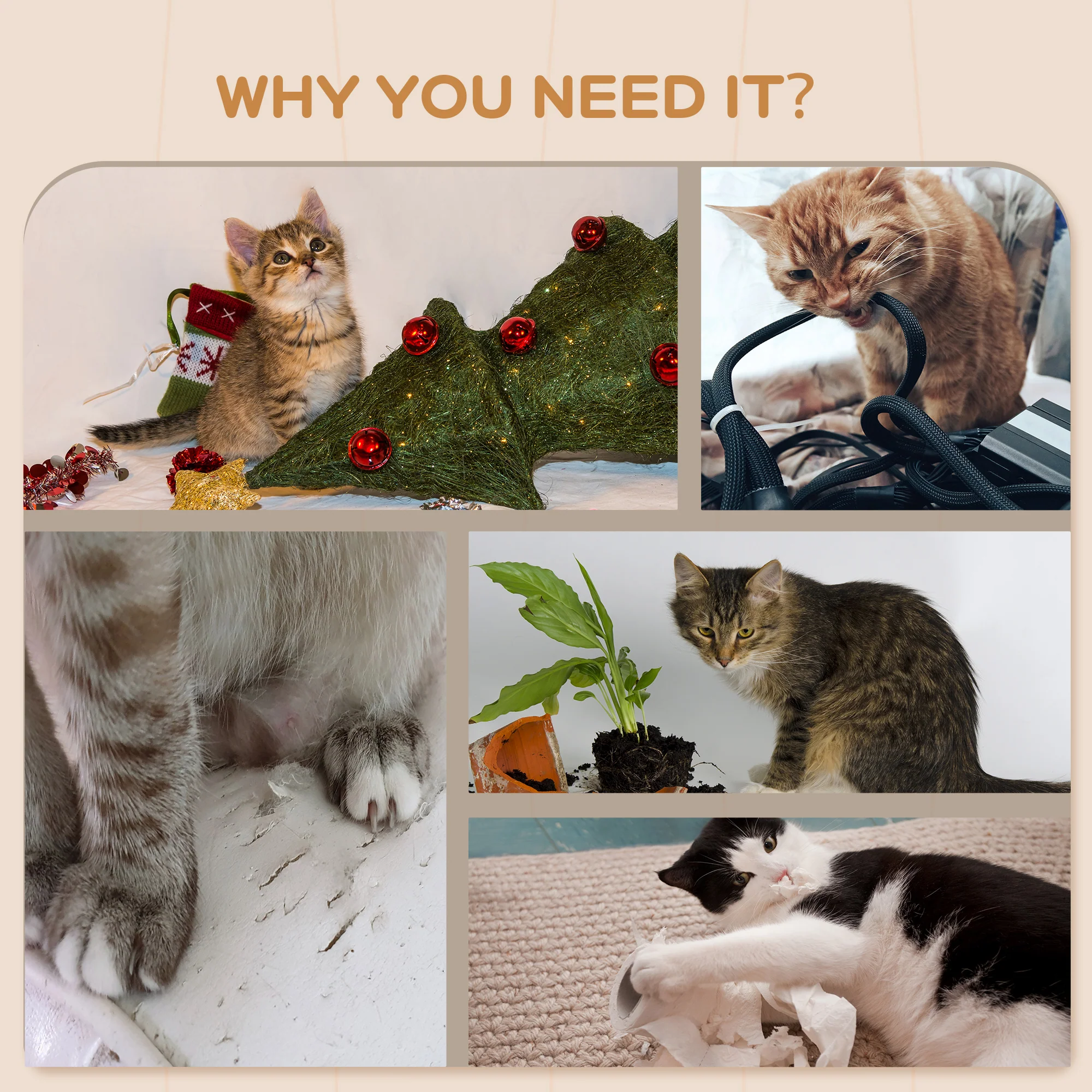 PawHut 4PCs Wall Mounted Cat Tree Cat Wall Shelves W/ Scratching Post - Dark Grey/Brown - Image 15