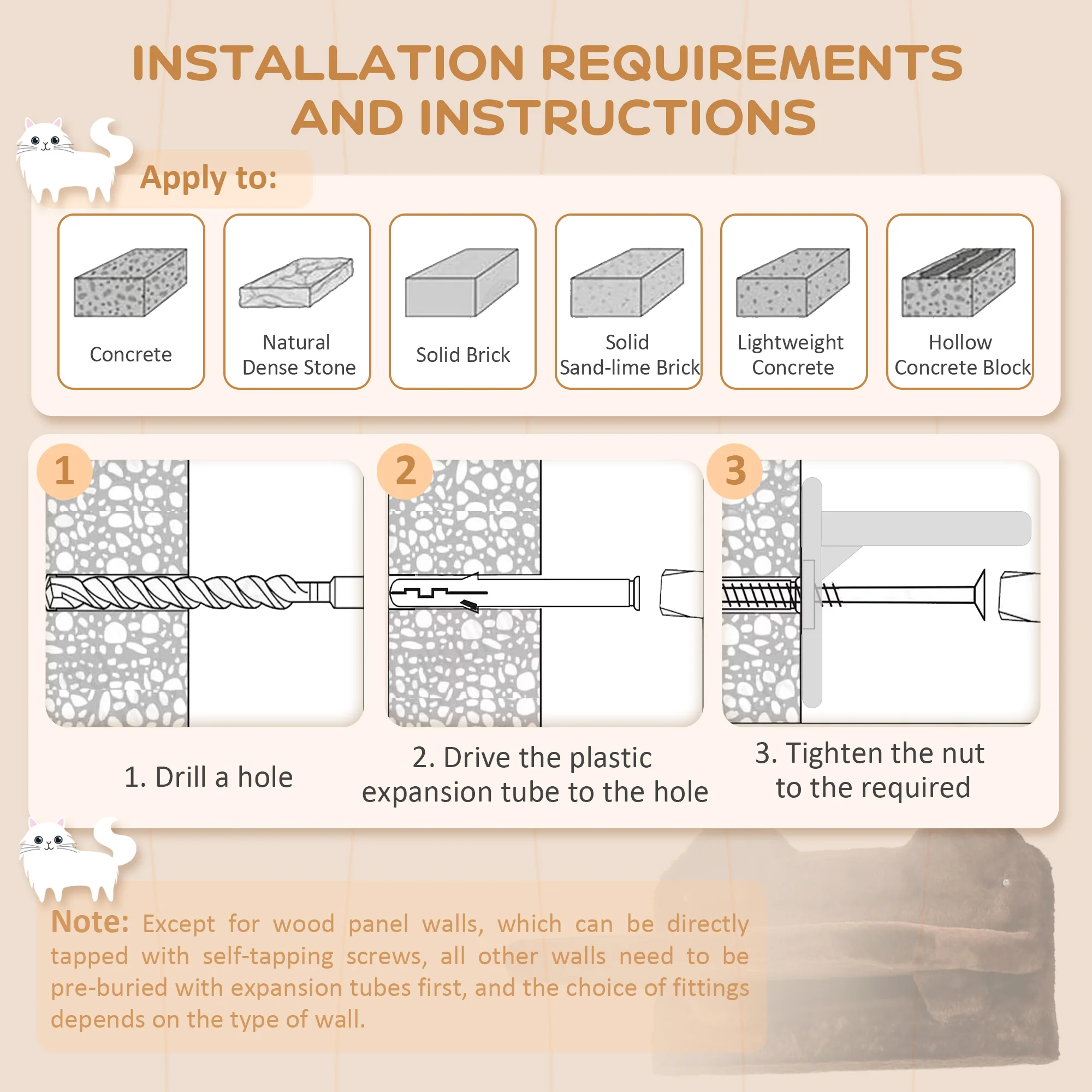 PawHut 4PCs Wall Mounted Cat Tree Cat Wall Shelves W/ Scratching Post - Dark Grey/Brown - Image 16