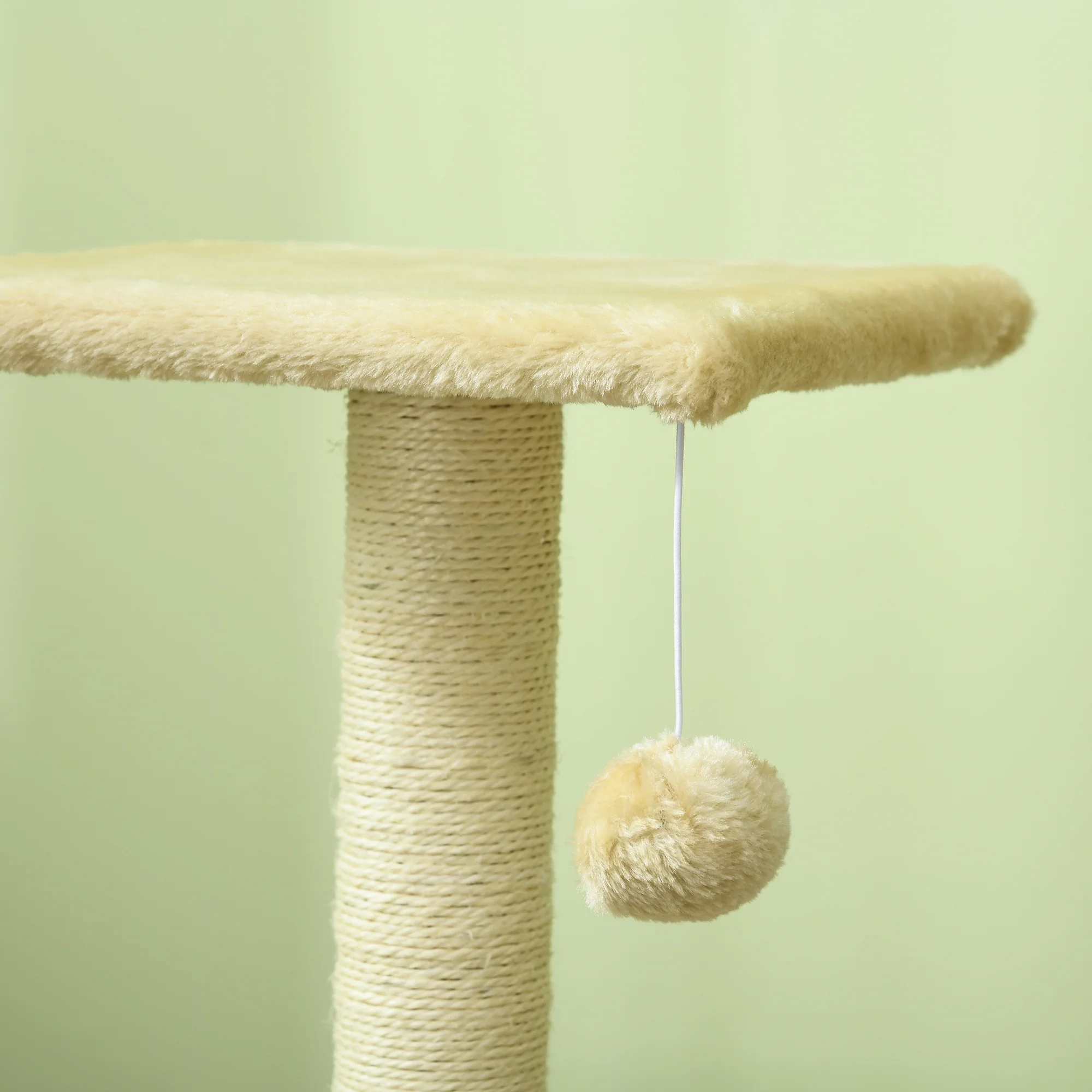 PawHut 72cm Cat Tree Climbing Tower With Sisal Scratching Post - Cream White - Image 7