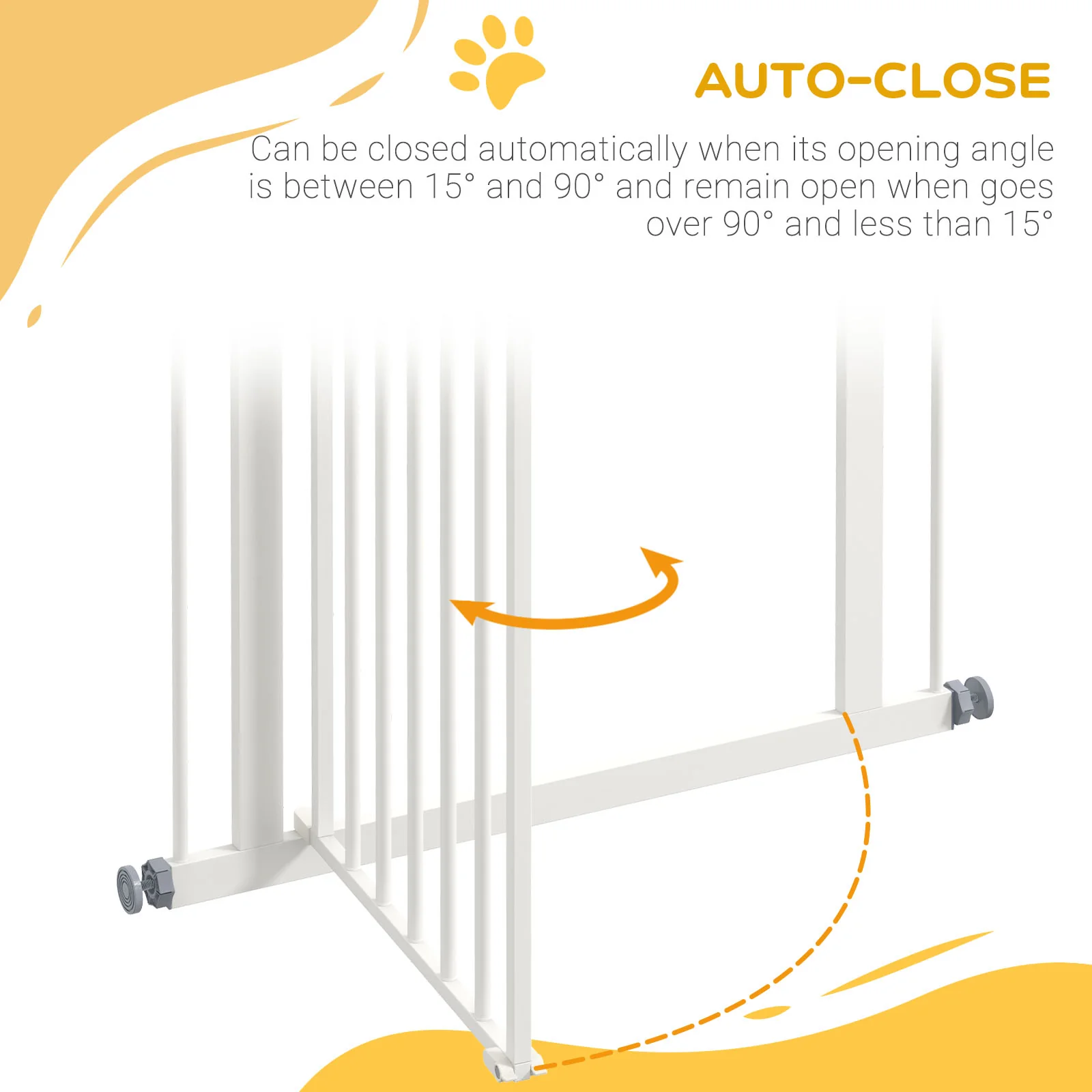 PawHut 74-80cm Adjustable Metal Pet Gate Safety Barrier w/ Auto-Close Door White - Image 4