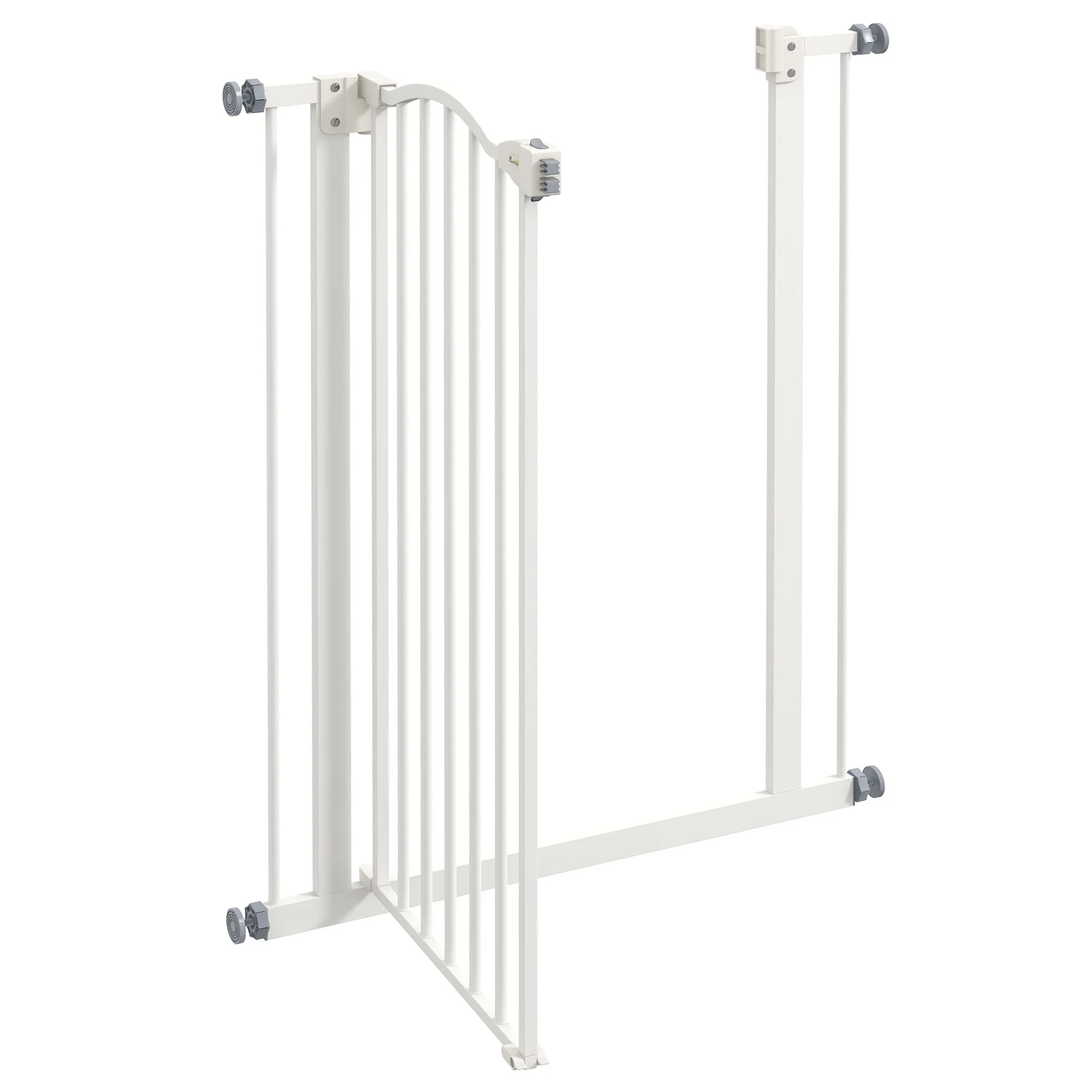 PawHut 74-80cm Adjustable Metal Pet Gate Safety Barrier w/ Auto-Close Door White - Image 8