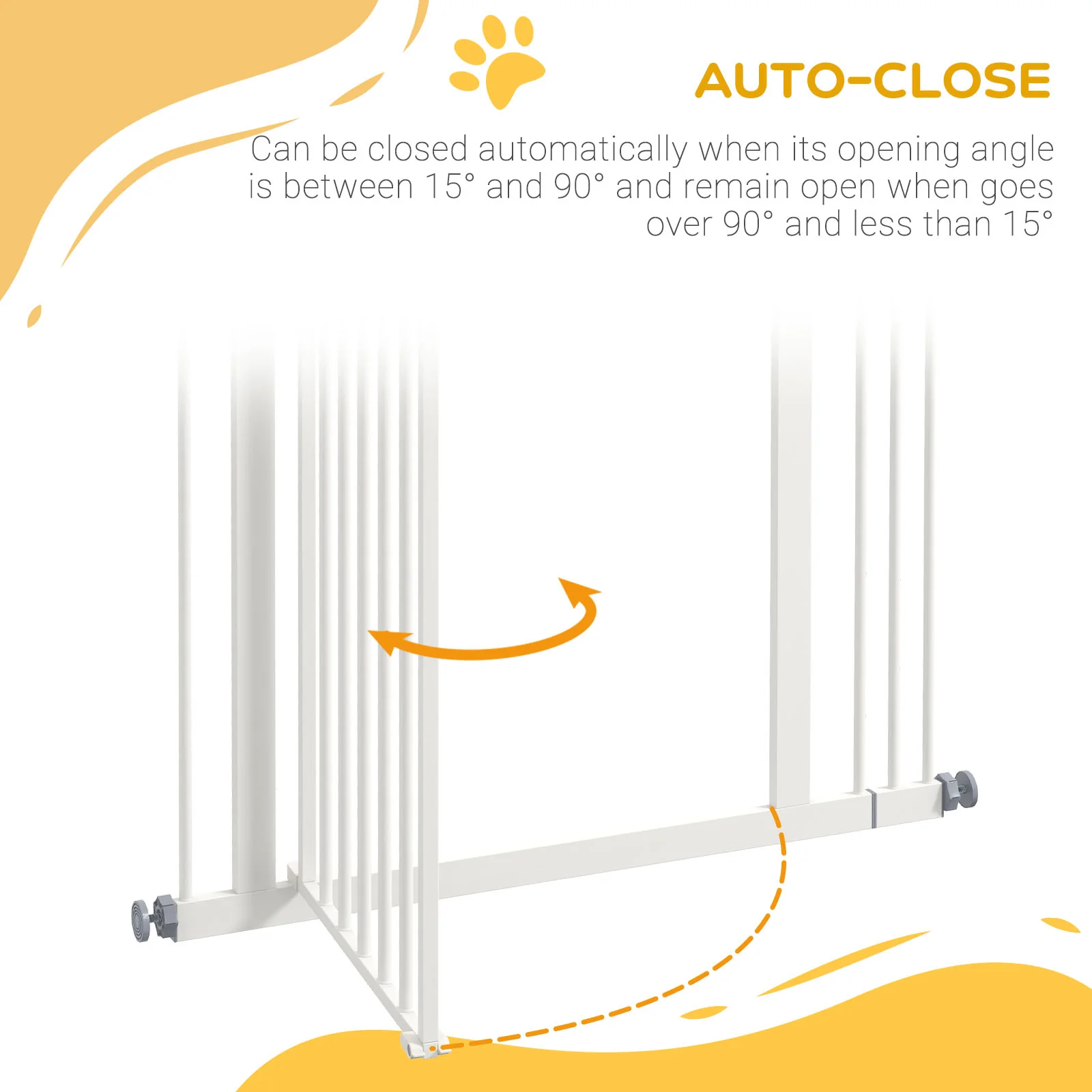 PawHut 74-87cm Adjustable Metal Pet Gate Safety Barrier w/ Auto-Close Door White - Image 4