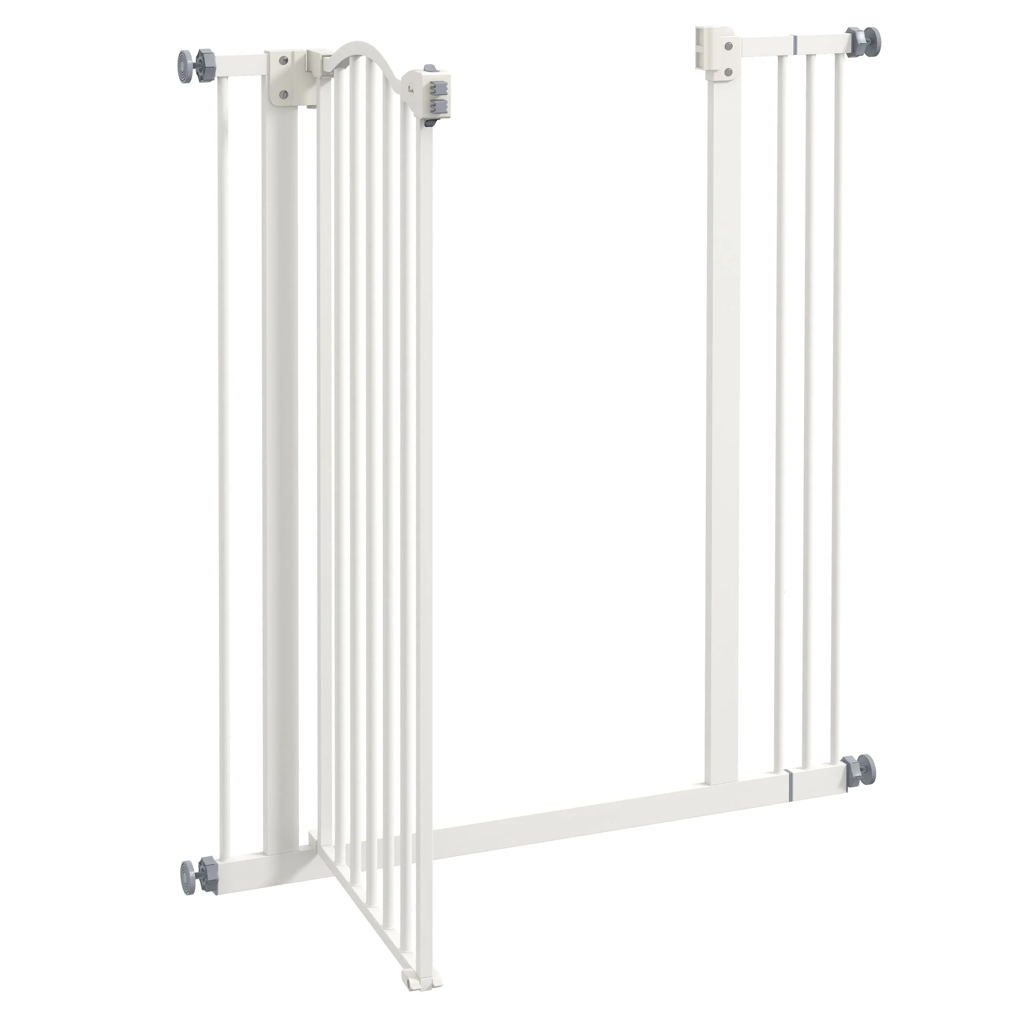 PawHut 74-87cm Adjustable Metal Pet Gate Safety Barrier w/ Auto-Close Door White - Image 8