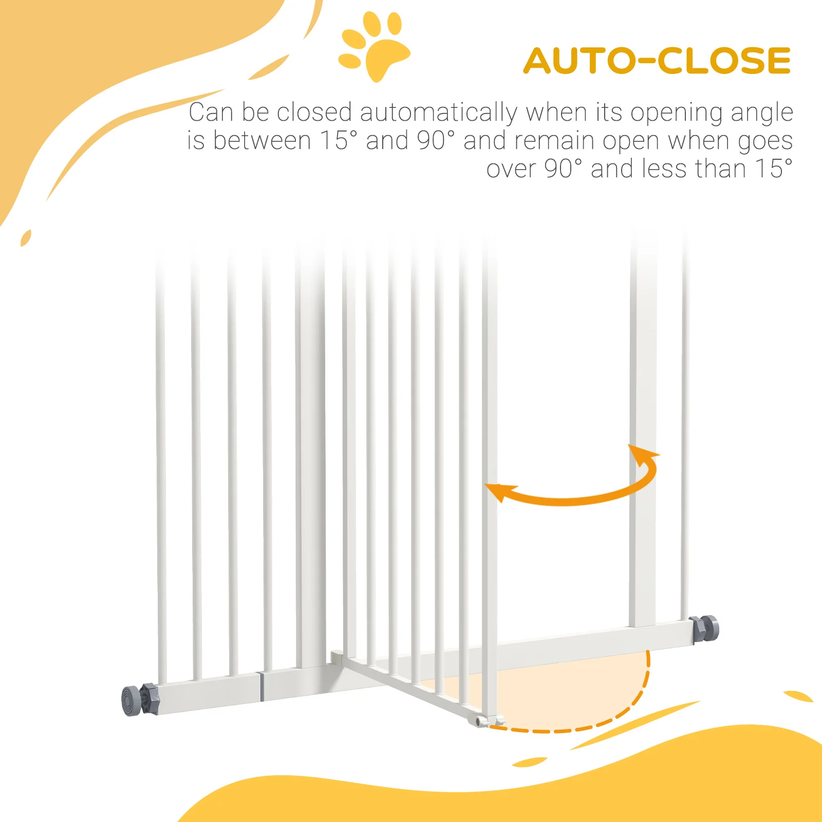 PawHut 74-94cm Adjustable Metal Pet Gate Safety Barrier w/ Auto-Close Door White - Image 4