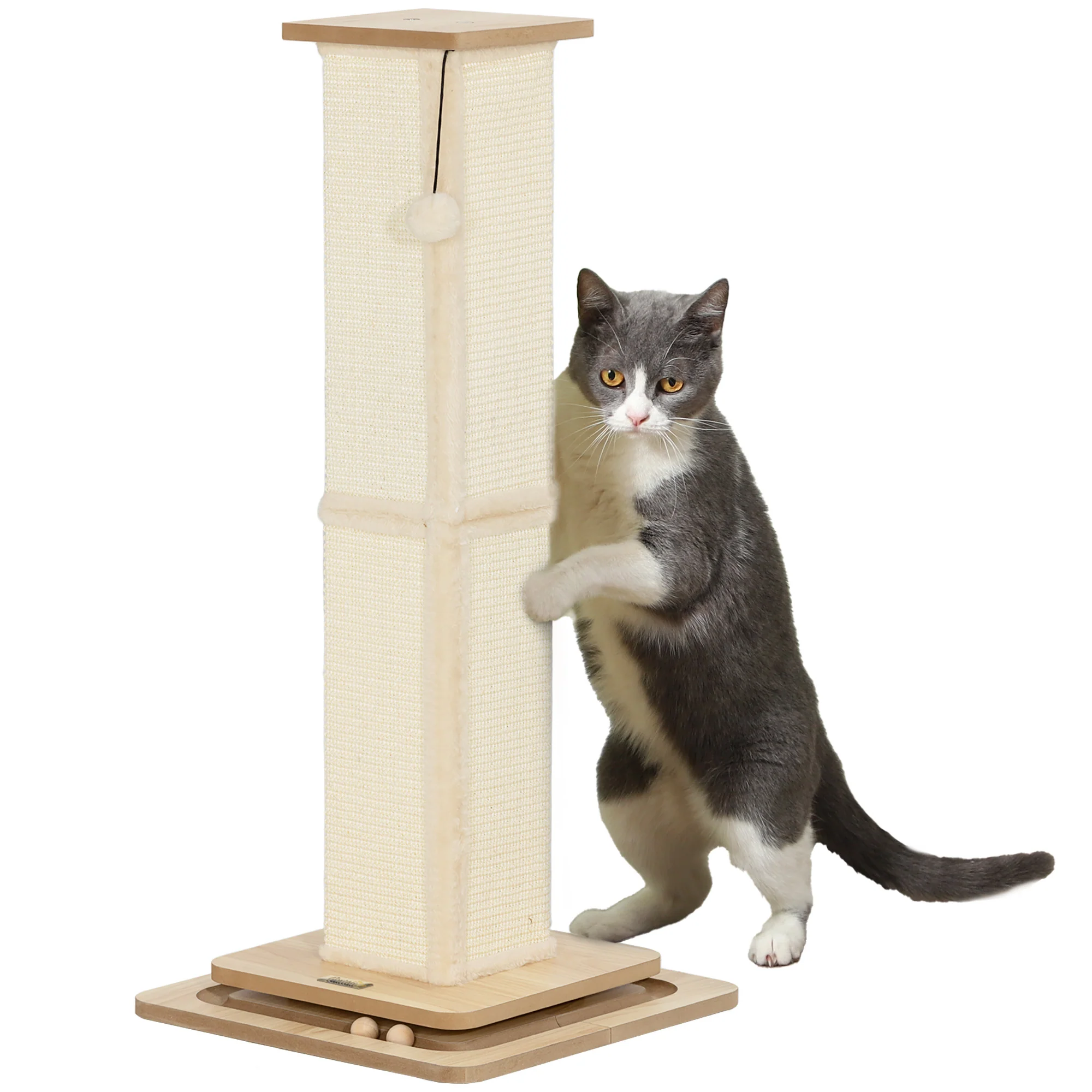 PawHut Cat Scratching Post 3 In 1 Cat Scratcher W/ Track Ball Toy - Image 10