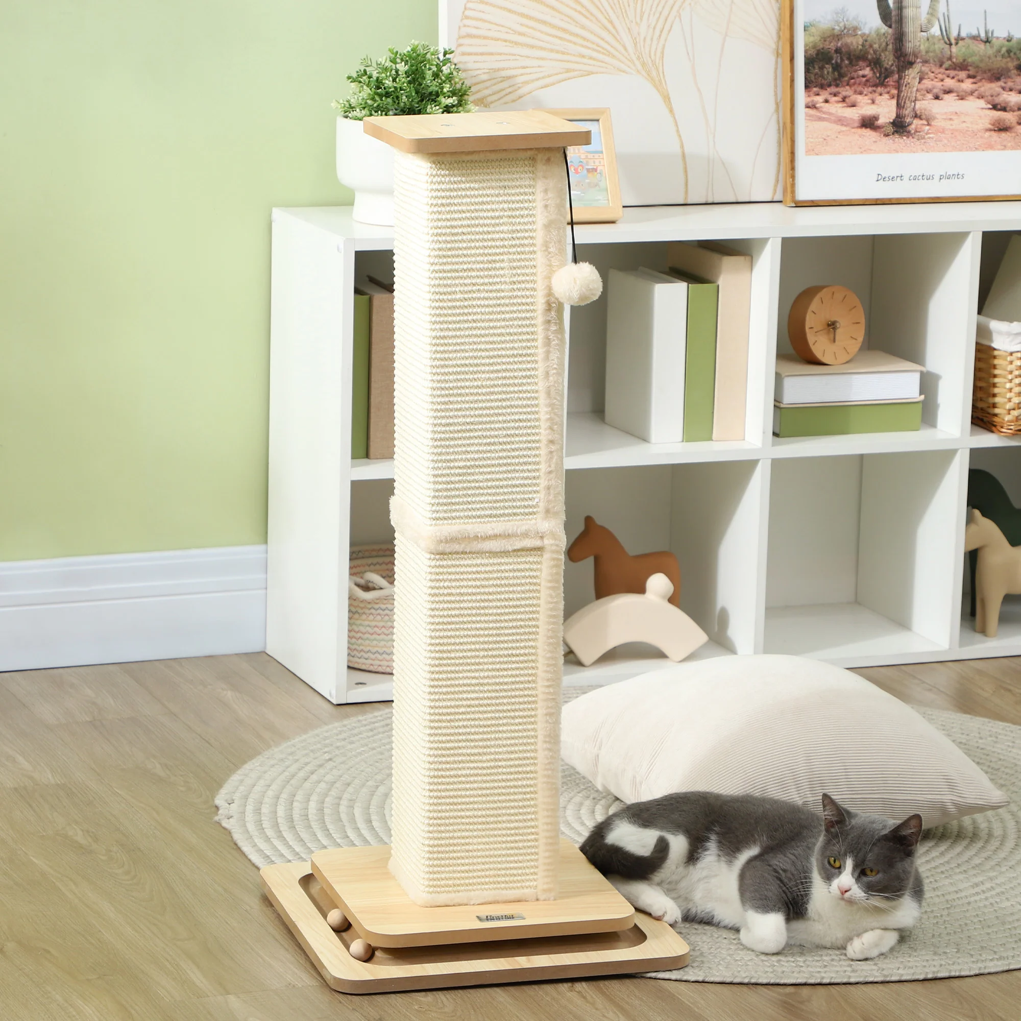 PawHut Cat Scratching Post 3 In 1 Cat Scratcher W/ Track Ball Toy - Image 16