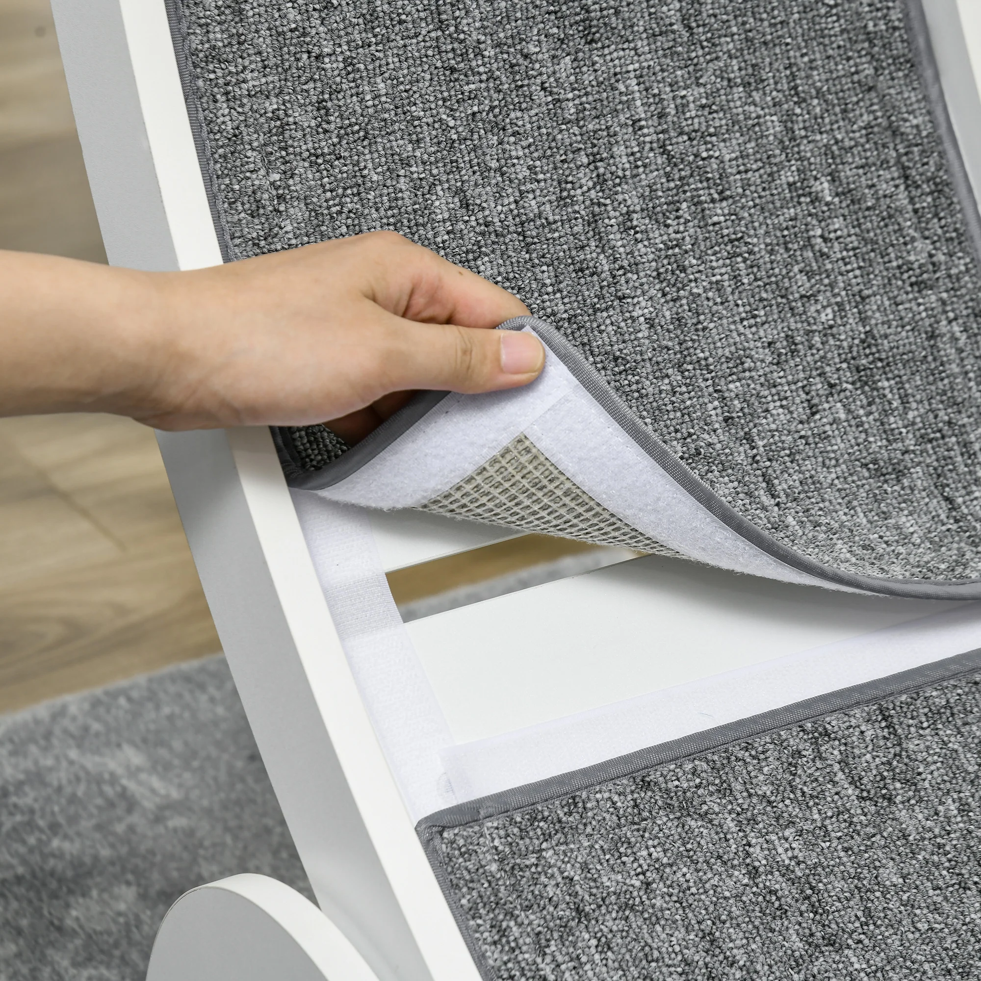 PawHut Cat Treadmill, 39.4 Inch Wooden Cat Running Wheel With Brake - White/Natural Wood Finish - Image 8