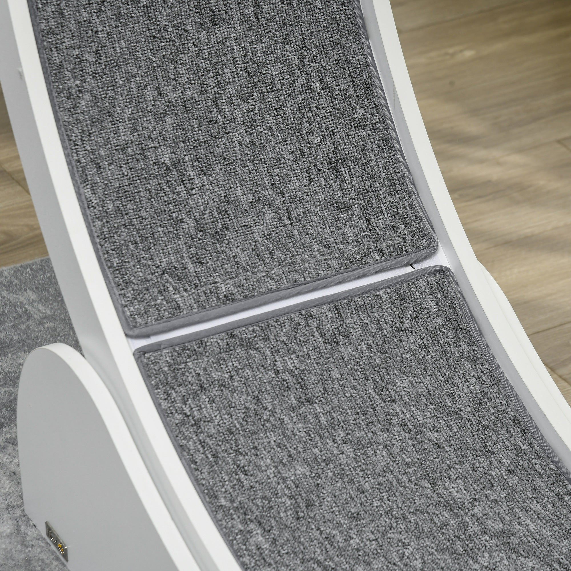 PawHut Cat Treadmill, 39.4 Inch Wooden Cat Running Wheel With Brake - White/Natural Wood Finish - Image 9