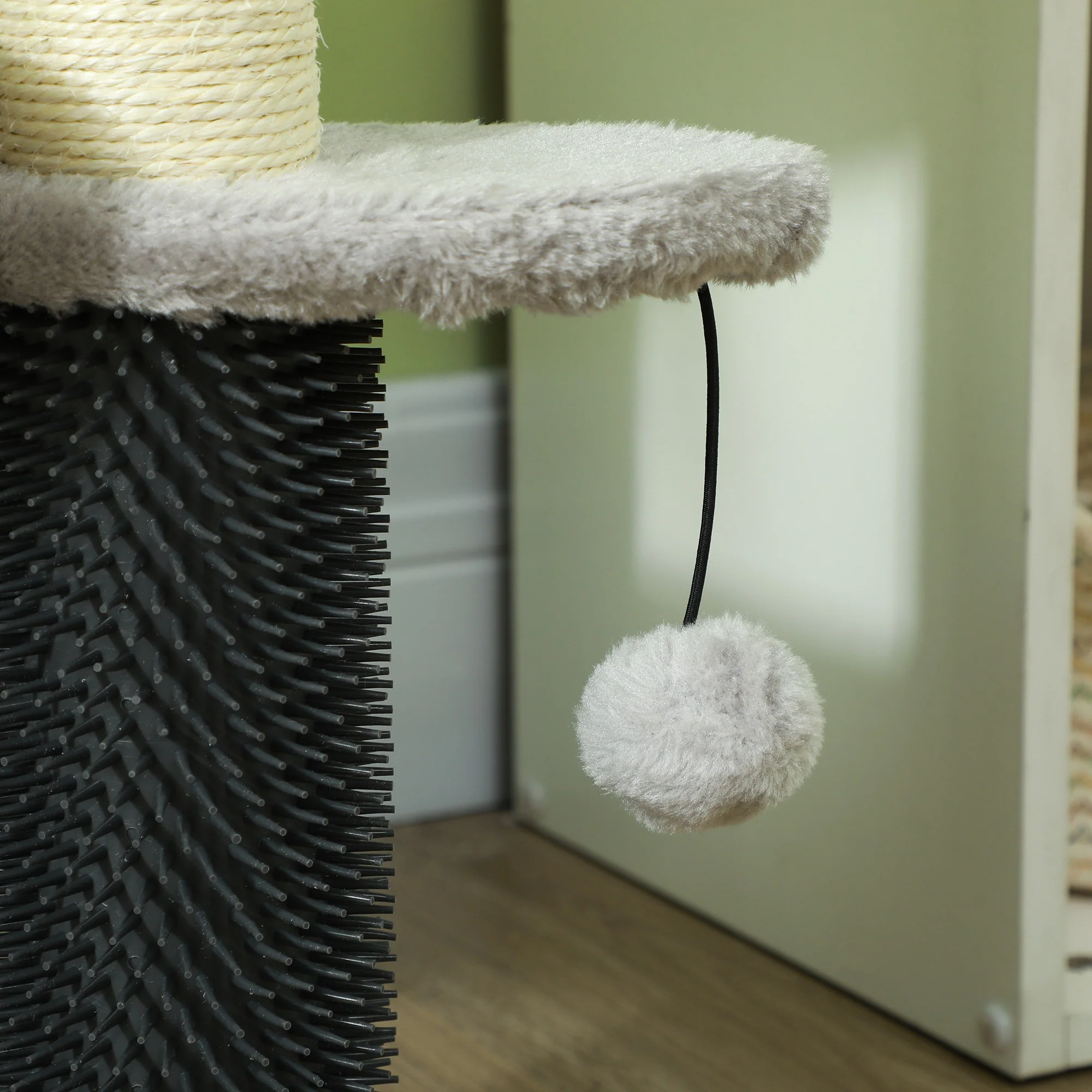 PawHut Cat Tree 2 In 1 Pet Stairs W/ Scratching Tickling Post, Light Grey/Cream White - Image 8