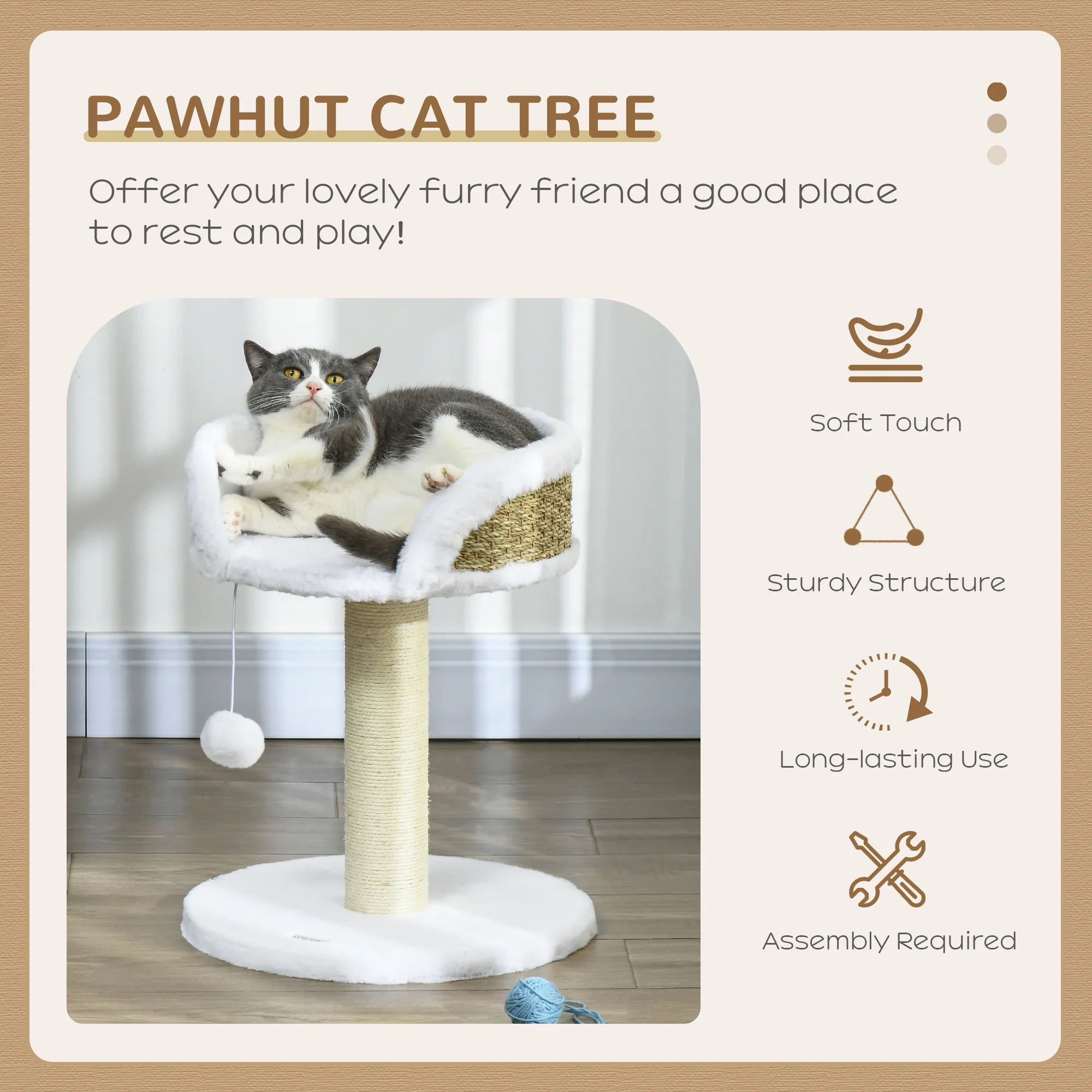 PawHut Cat Tree Tower Activity Centre With Scratching Posts - Image 12