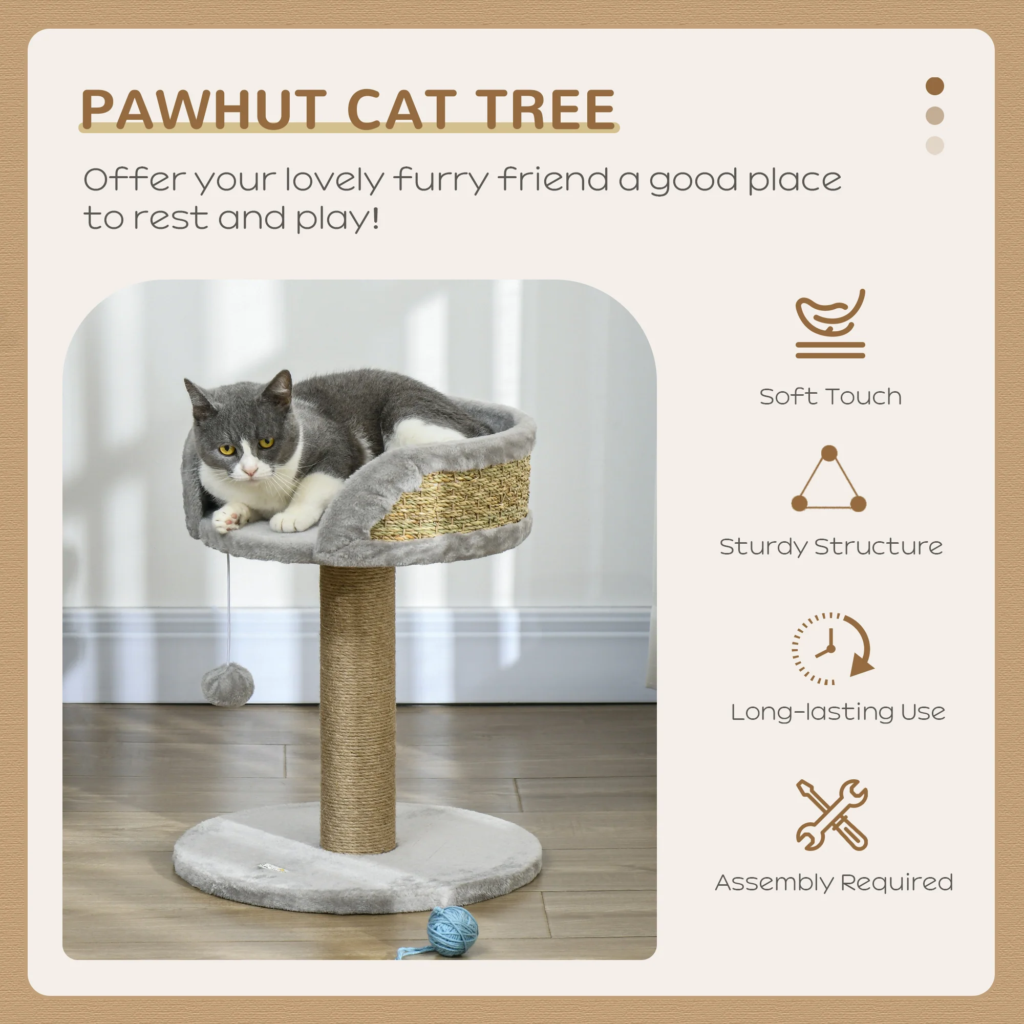 PawHut Cat Tree Tower Activity Centre With Scratching Posts - Image 3