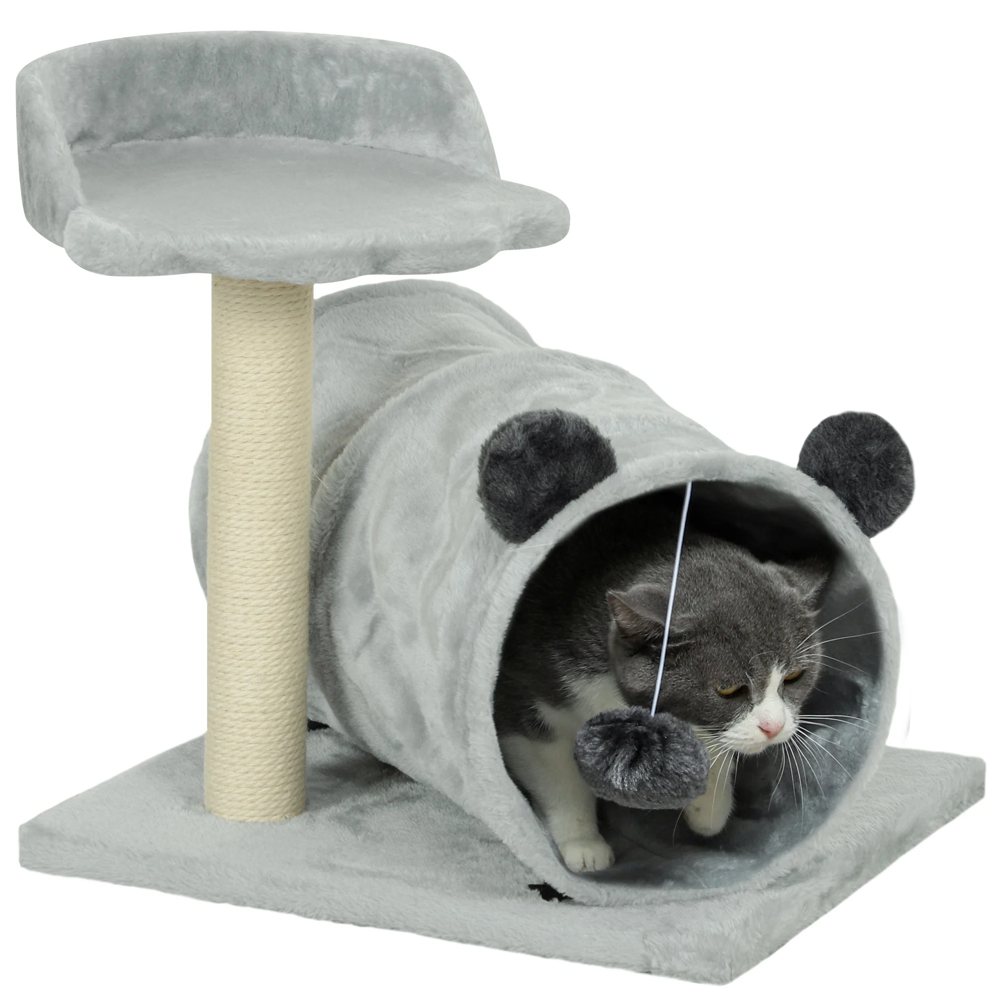 PawHut Cat Tree W/ Scratching Post, Bed, Cat Tunnel, Toy Ball - Image 10