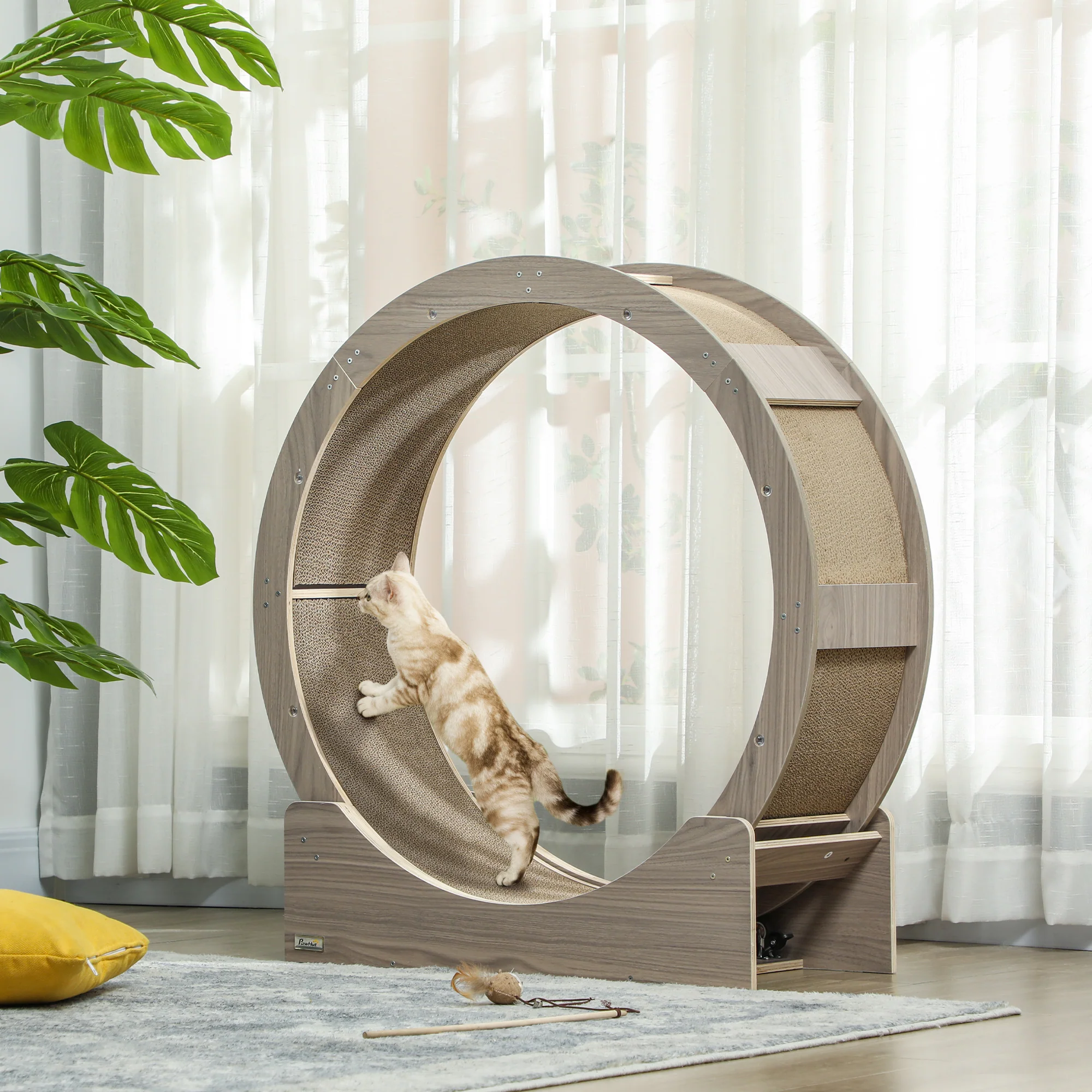 PawHut Cat Wheel With Brake, Scratching Pads For Health - Image 11