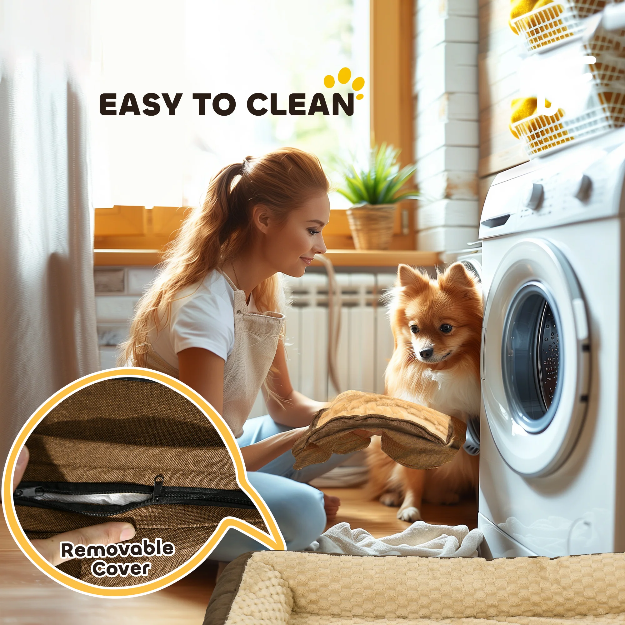 PawHut Dog Bed Calming Pet Bed Dog Mattress For Large Dogs - Charcoal Grey/Brown - Image 17