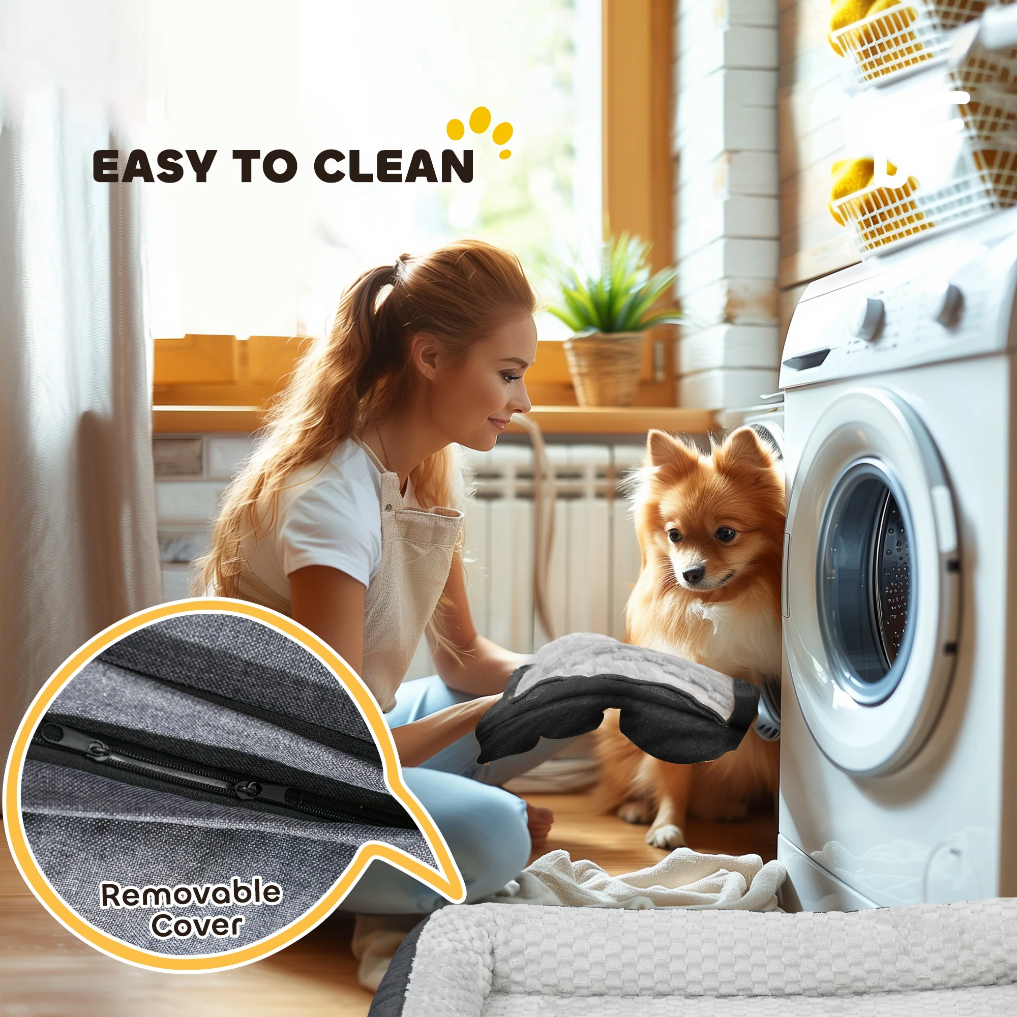 PawHut Dog Bed Calming Pet Bed Dog Mattress For Large Dogs - Charcoal Grey/Brown - Image 8