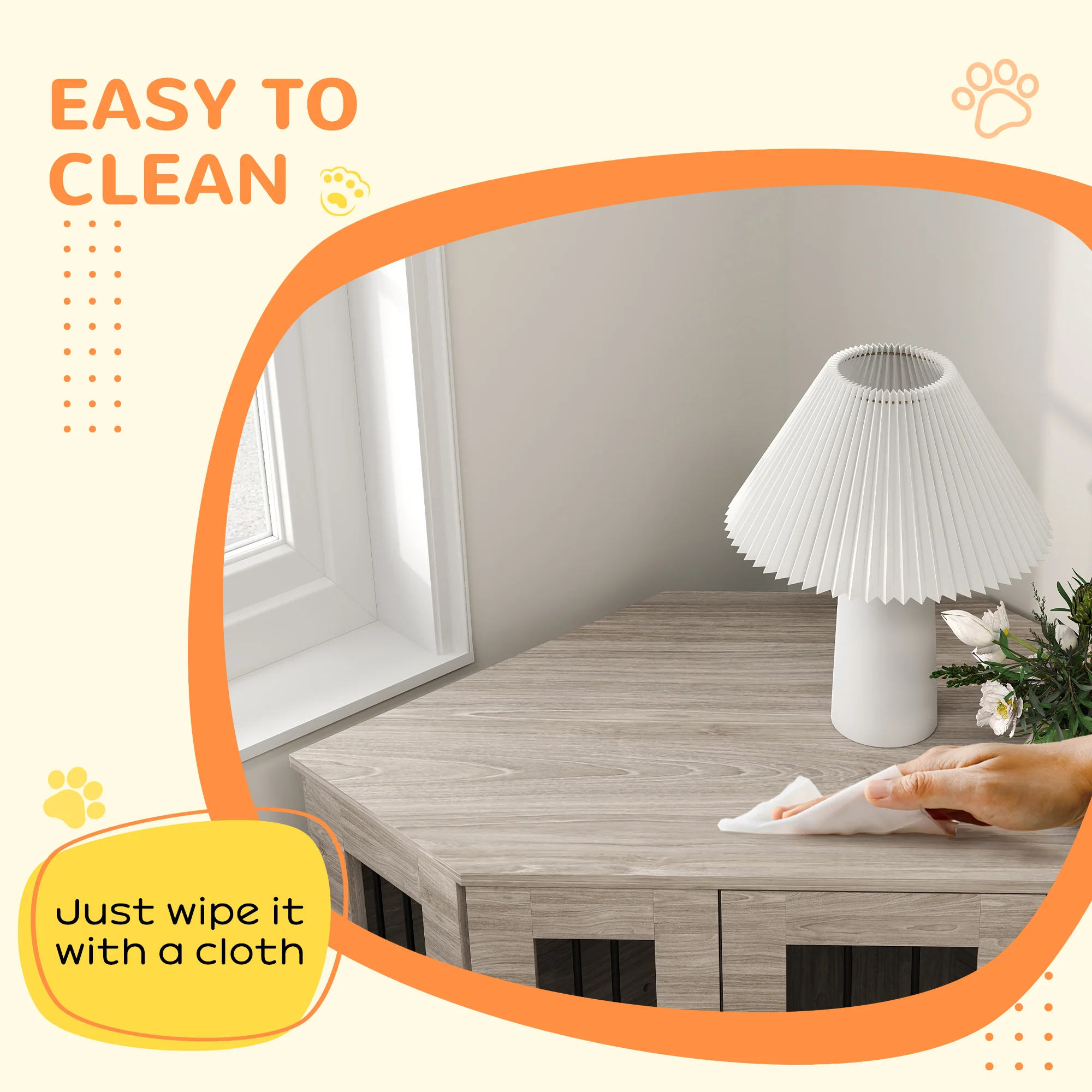 PawHut Dog Crate Furniture w/ Cushion, Door - Walnut Brown - Image 16