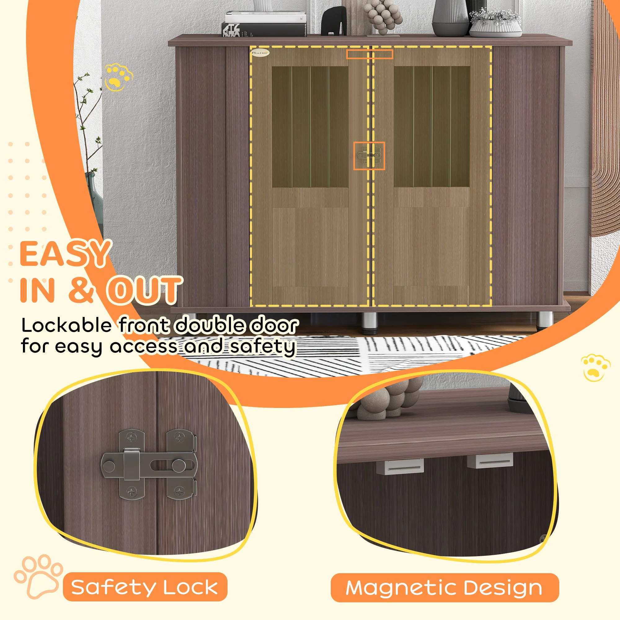 PawHut Dog Crate Kennel Cage, Indoor End Table, Purple - Image 15