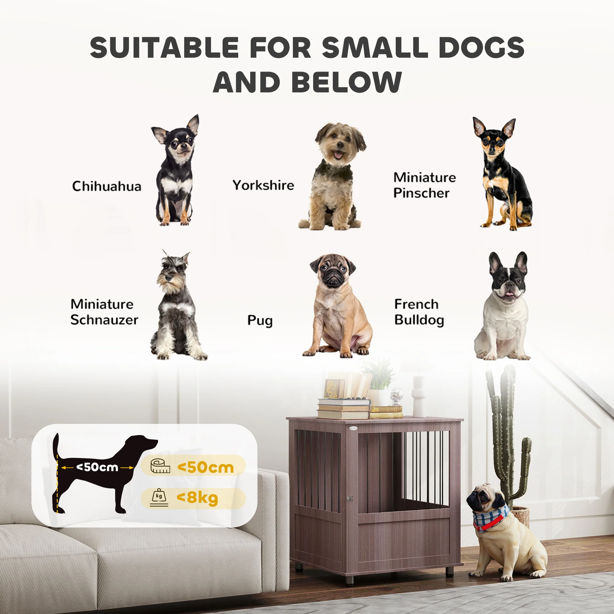 PawHut Dog Crate Kennel Cage, Indoor End Table, Purple - Image 34