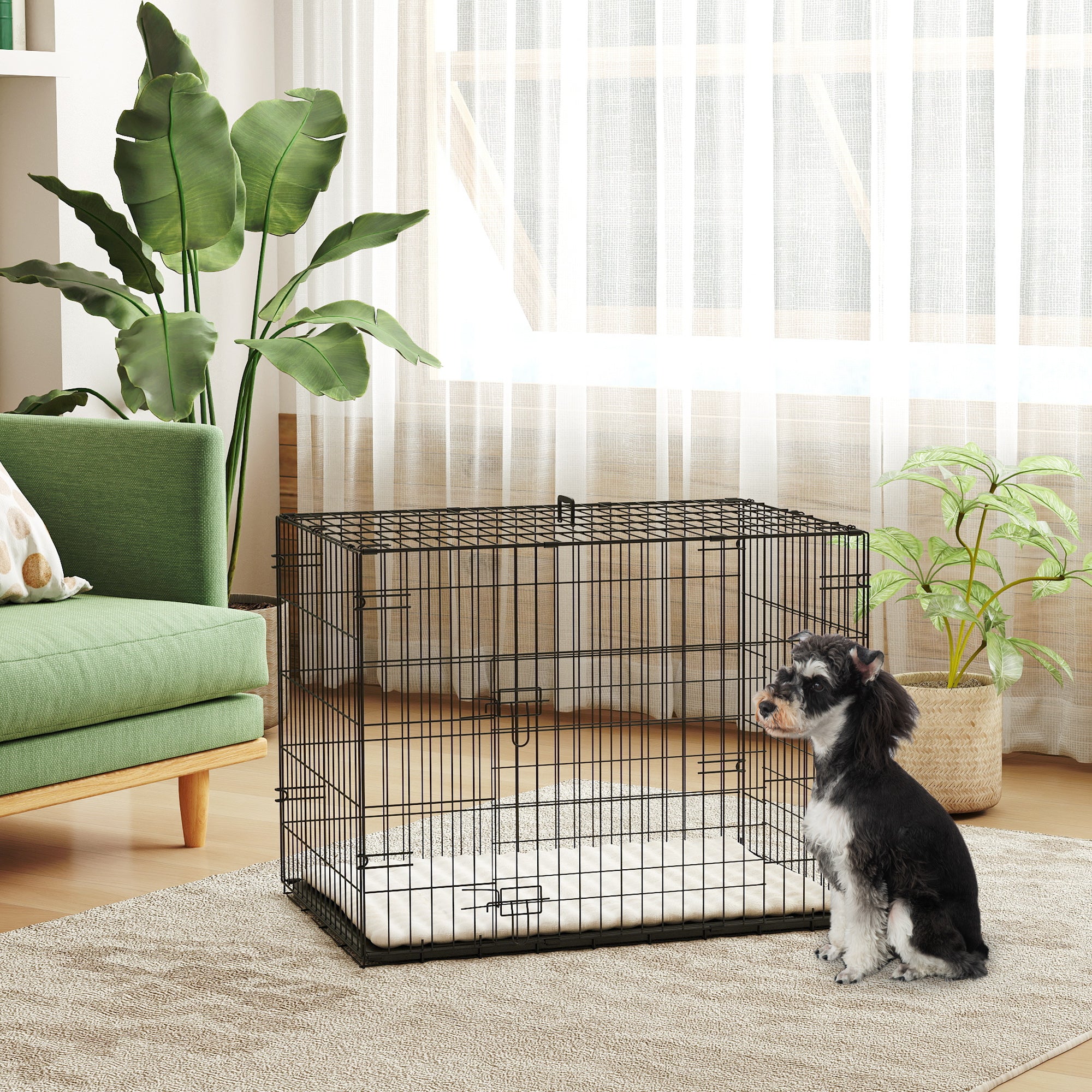 PawHut Dog Crate With 2 Doors, Tray, Soft Cushion - Image 11
