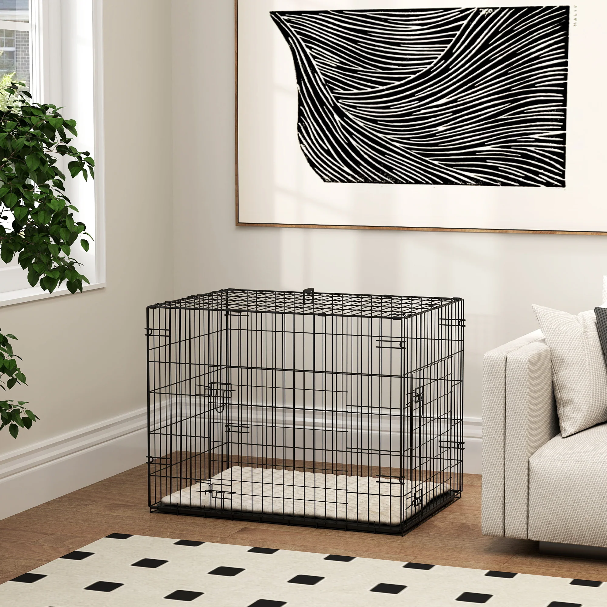 PawHut Dog Crate With 2 Doors, Tray, Soft Cushion - Image 17
